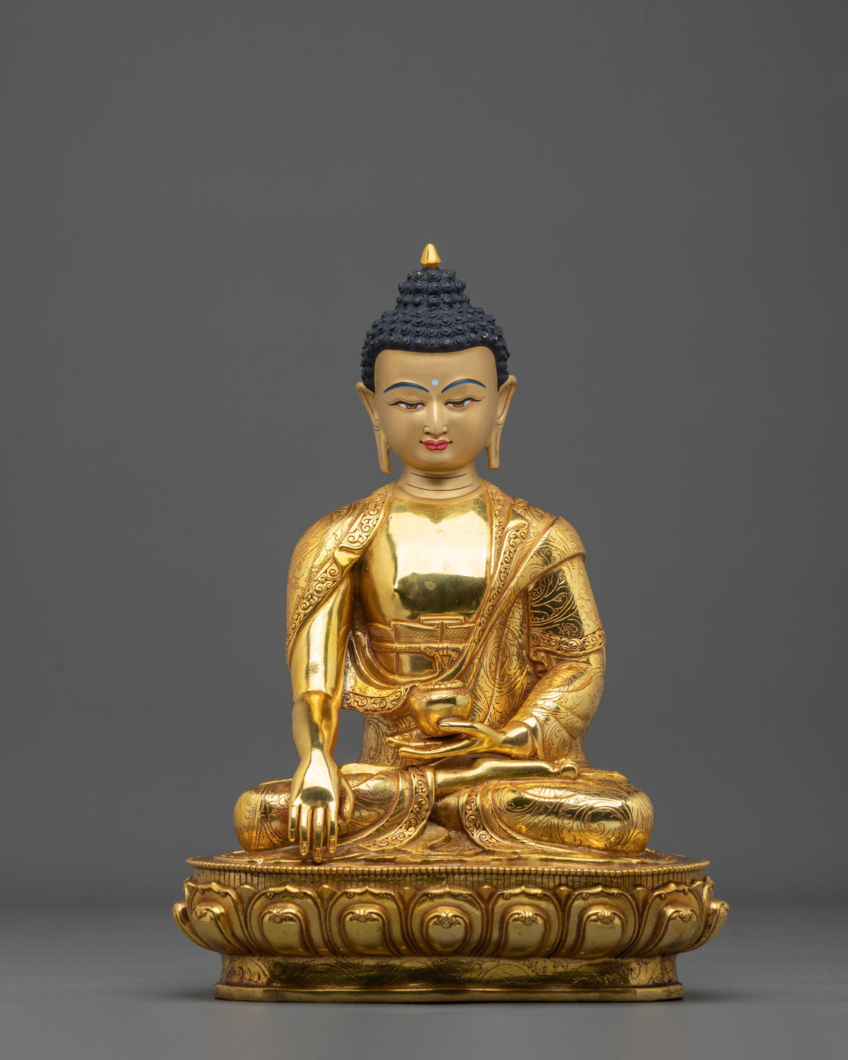 Hand-Carved Shakyamuni Buddha Sculpture of Enlightenment