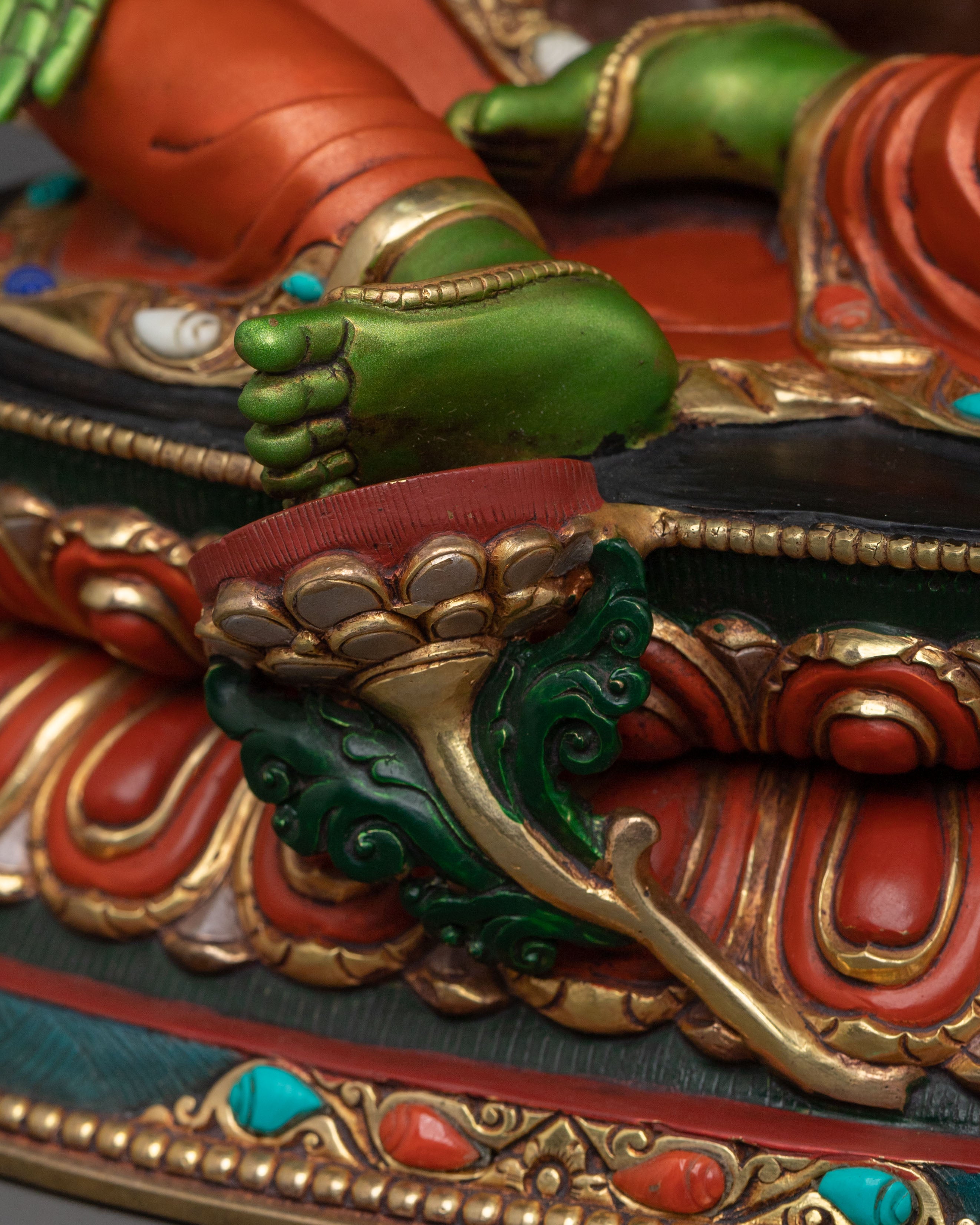 Handcrafted Green Tara Tibetan Statue | Spiritual Icon