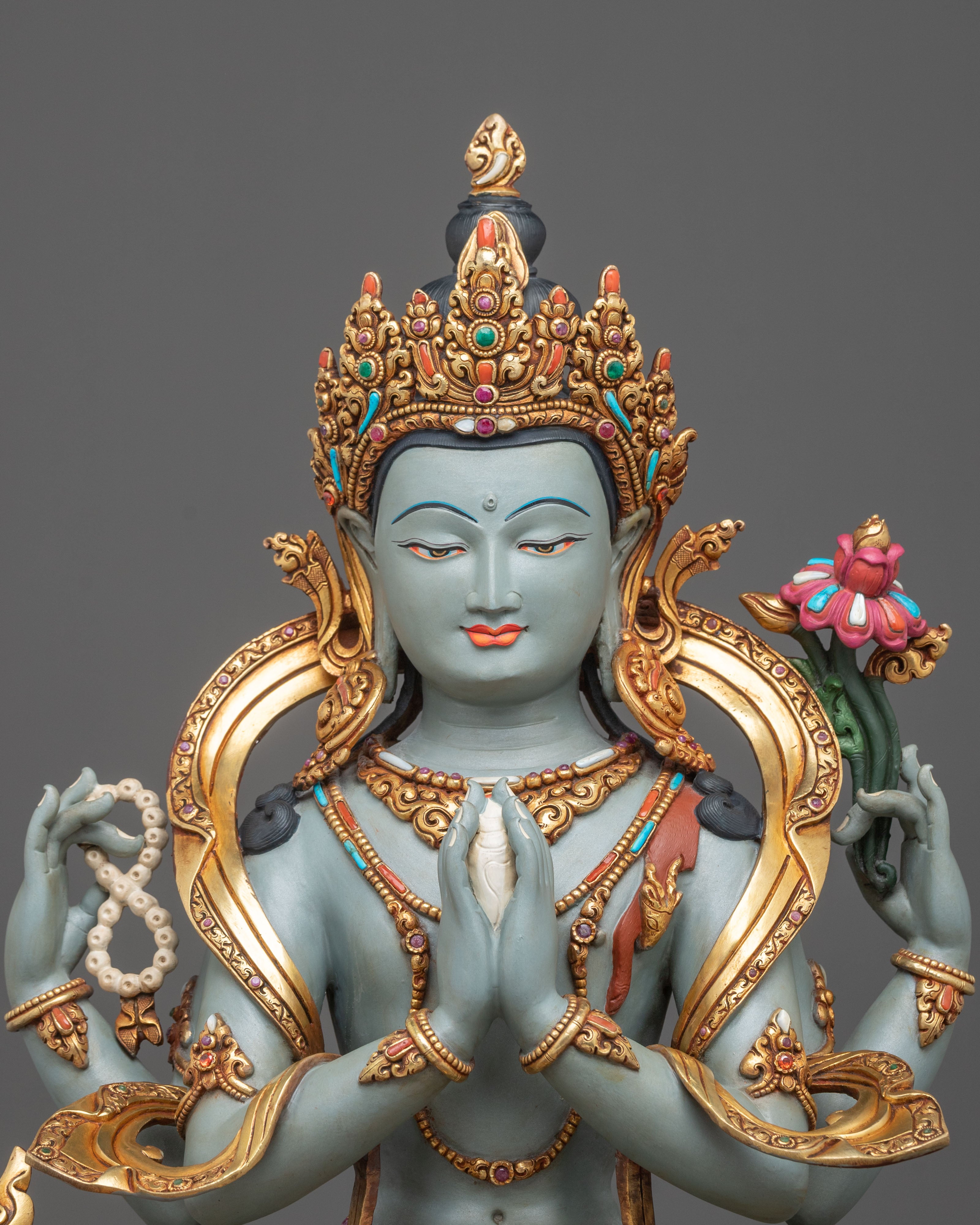Tibetan Deity Four-Armed Chenrezig Statue | Home Decor