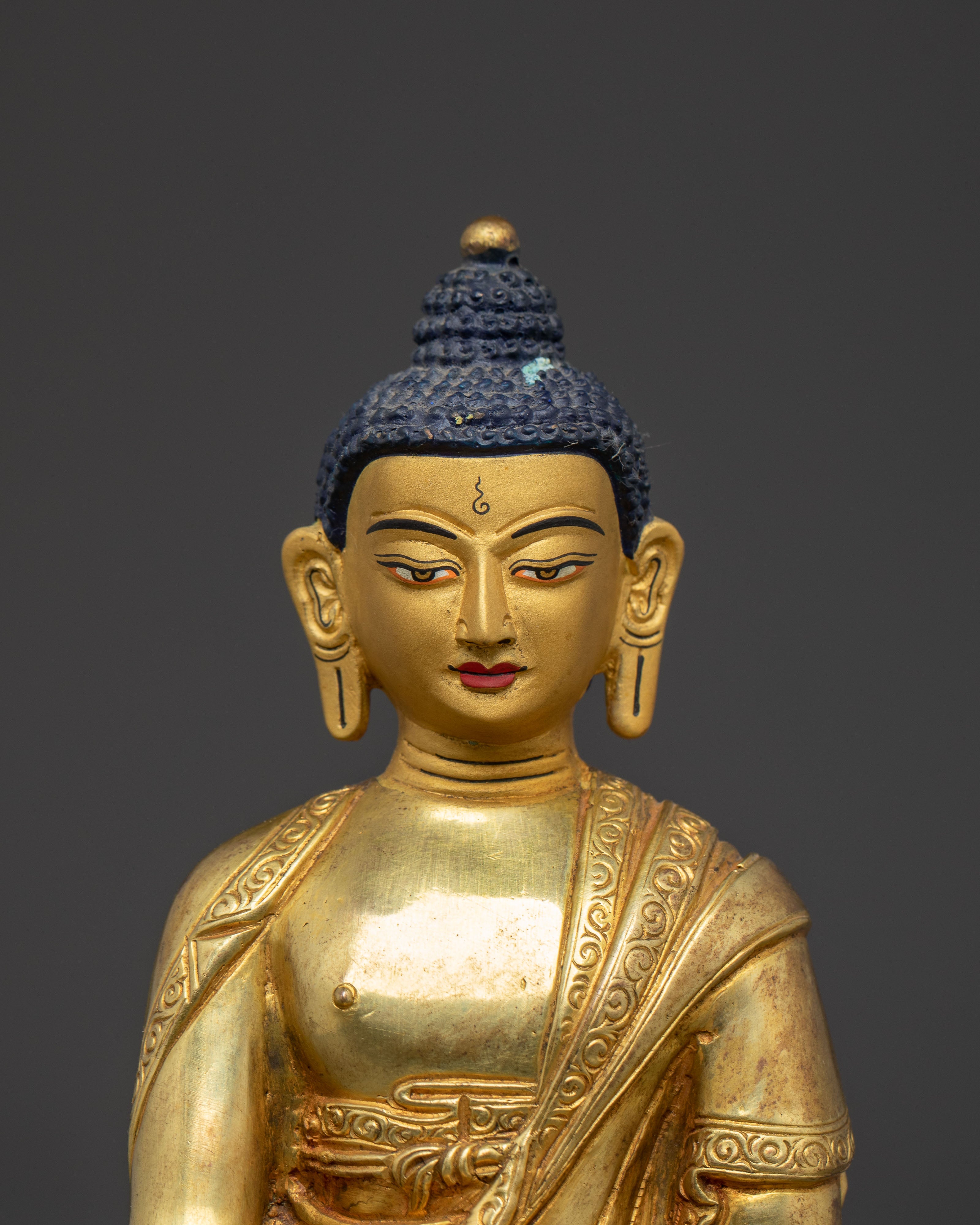Gold Gilded Shakyamuni Buddha Sculpture | Symbol of Peace and Enlightenment