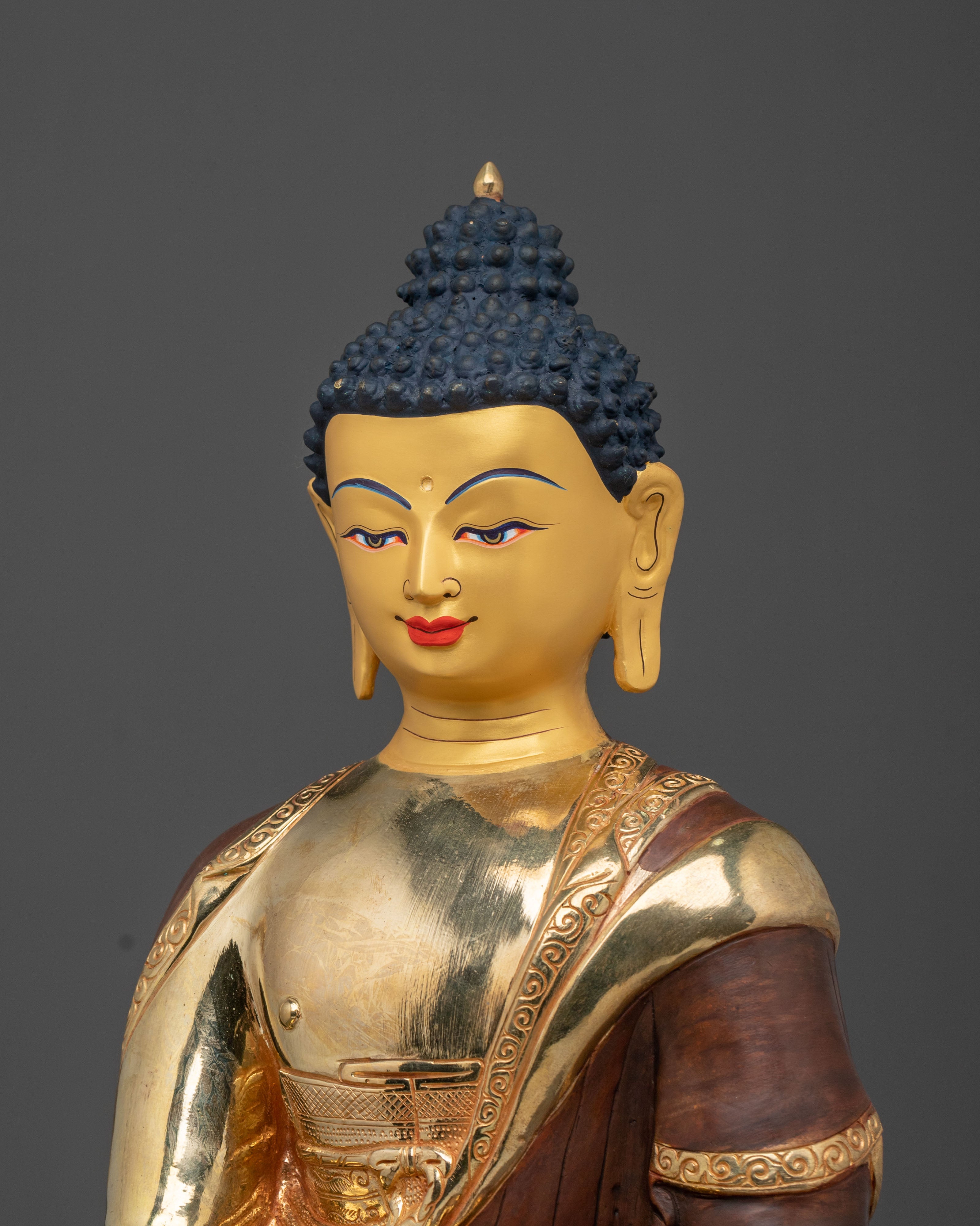 Sage Shakyamuni Buddha Sculpture | Gilded Copper Artistry