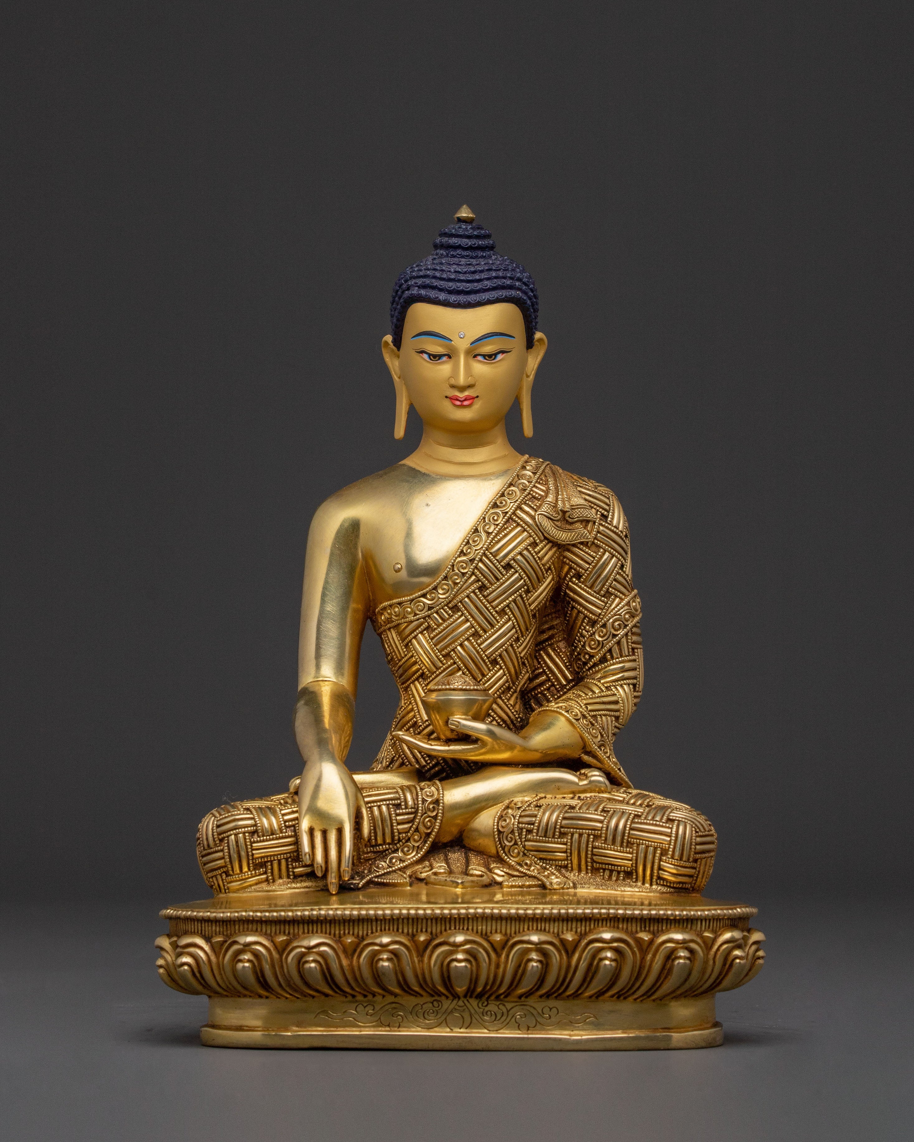 Shakyamuni Buddha Enlightenment Statue for Blessing | 24K Gold Gilded