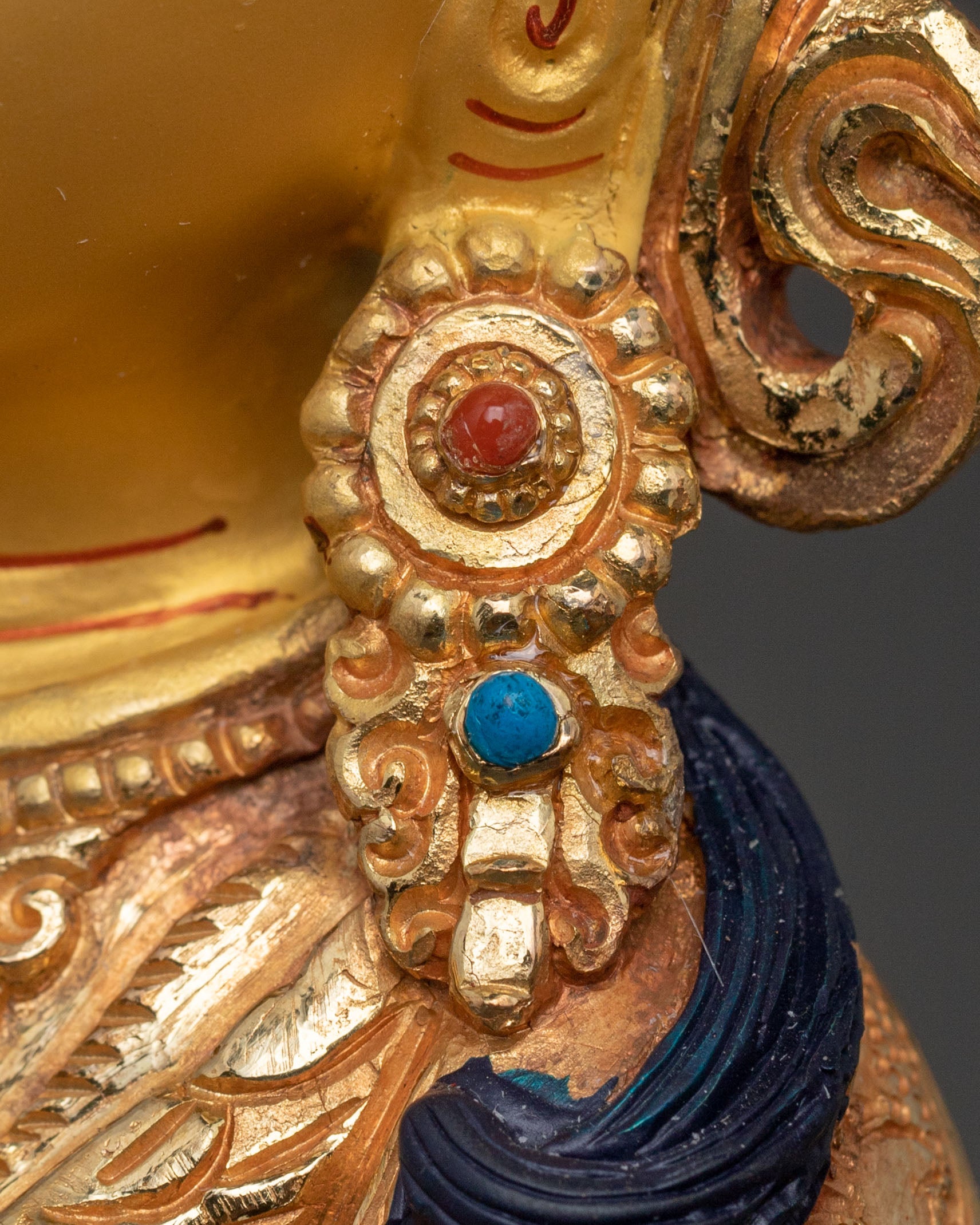 Four Armed Chenrezig Sacred Statue in Shimmering 24K Gold