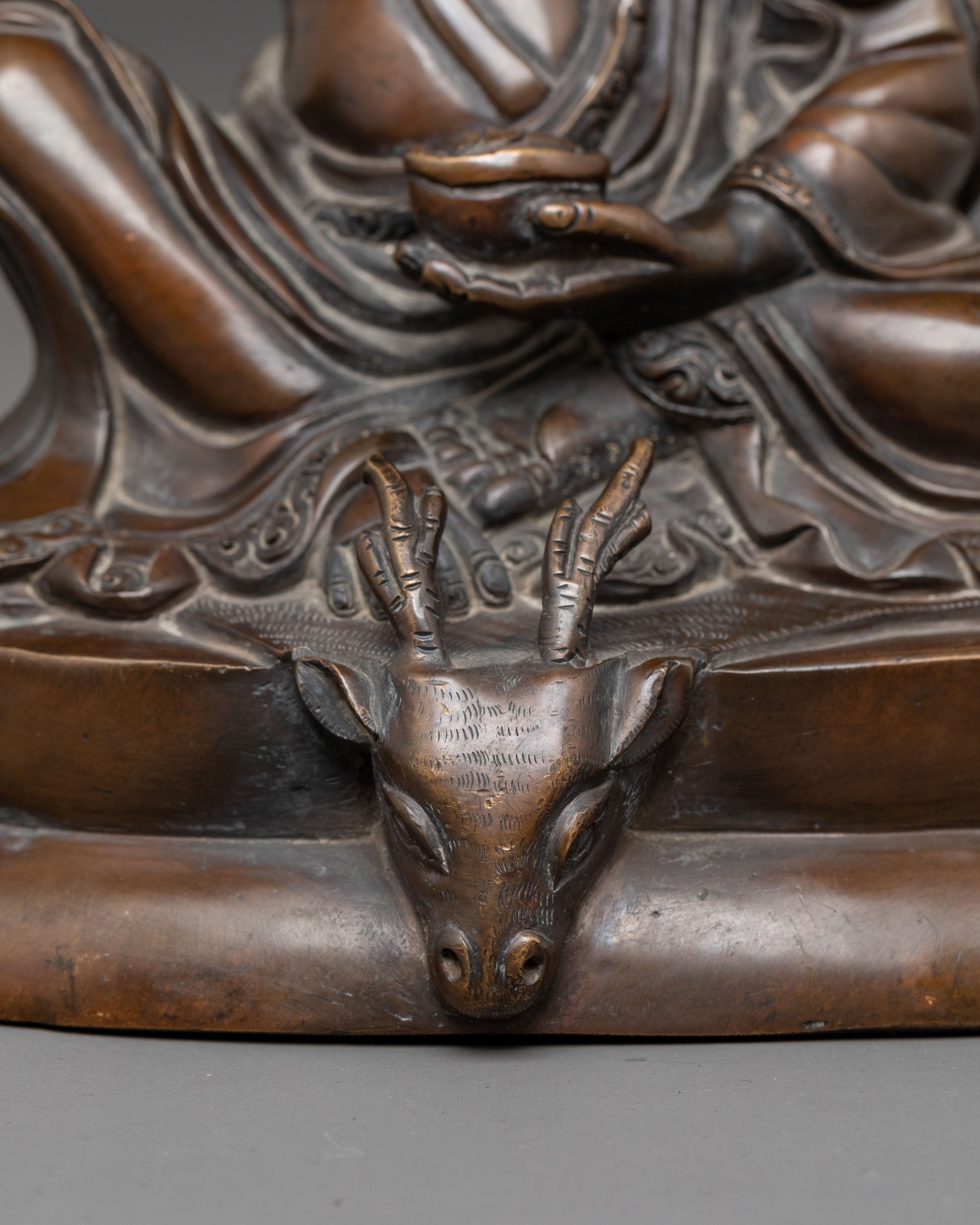 Handcrafted Milarepa Oxidized Copper Statue | Yogi & Dharma Teacher