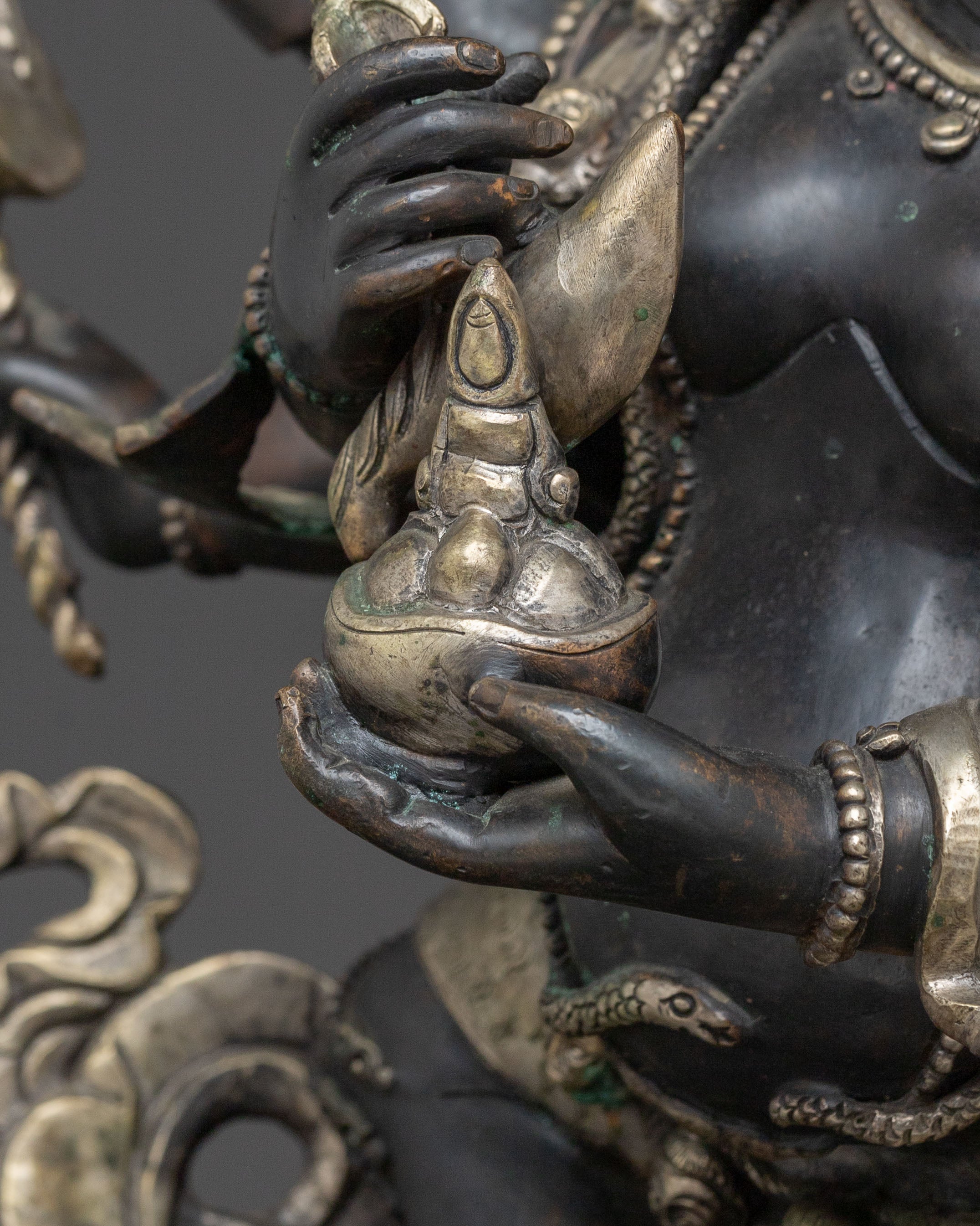 Six-Armed Mahakala Sacred Statue | Antique Finishing