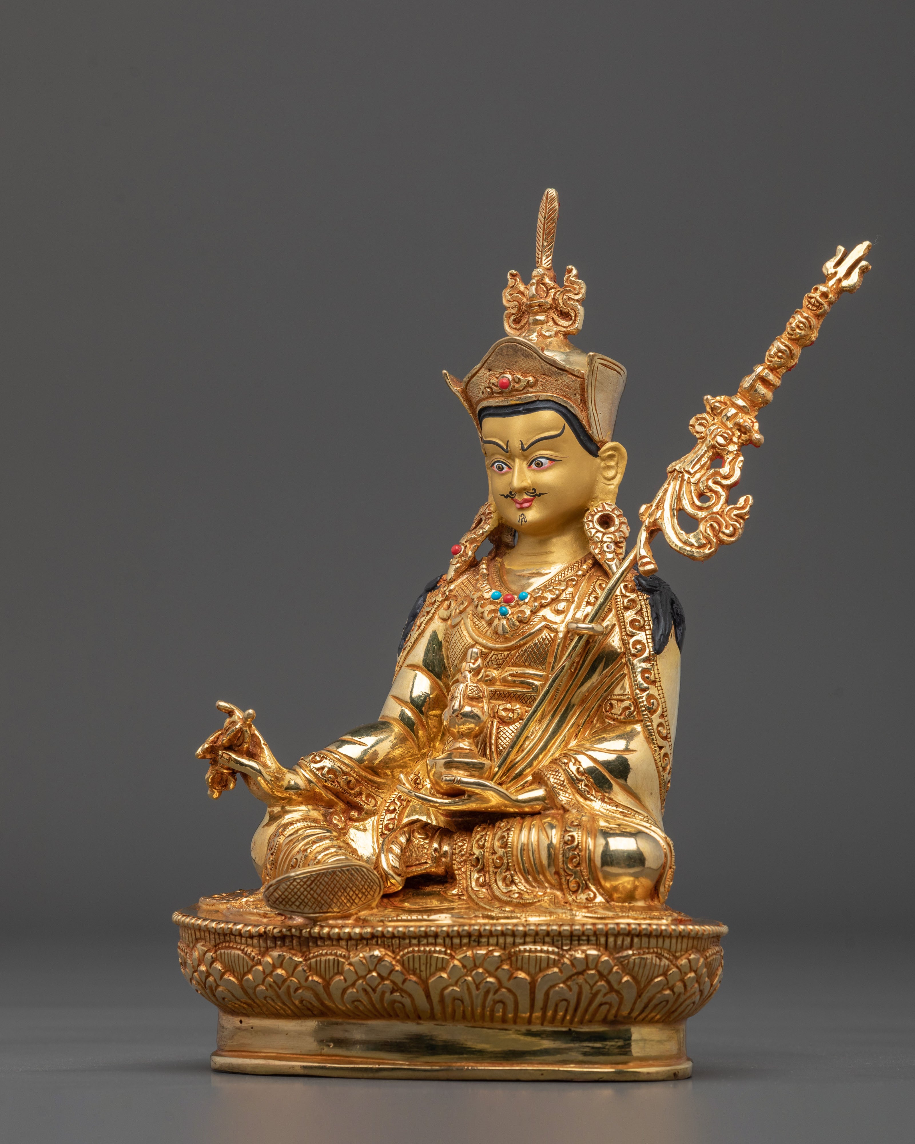 Guru Rinpoche Statue | 24K Gold Gilded Sculpture