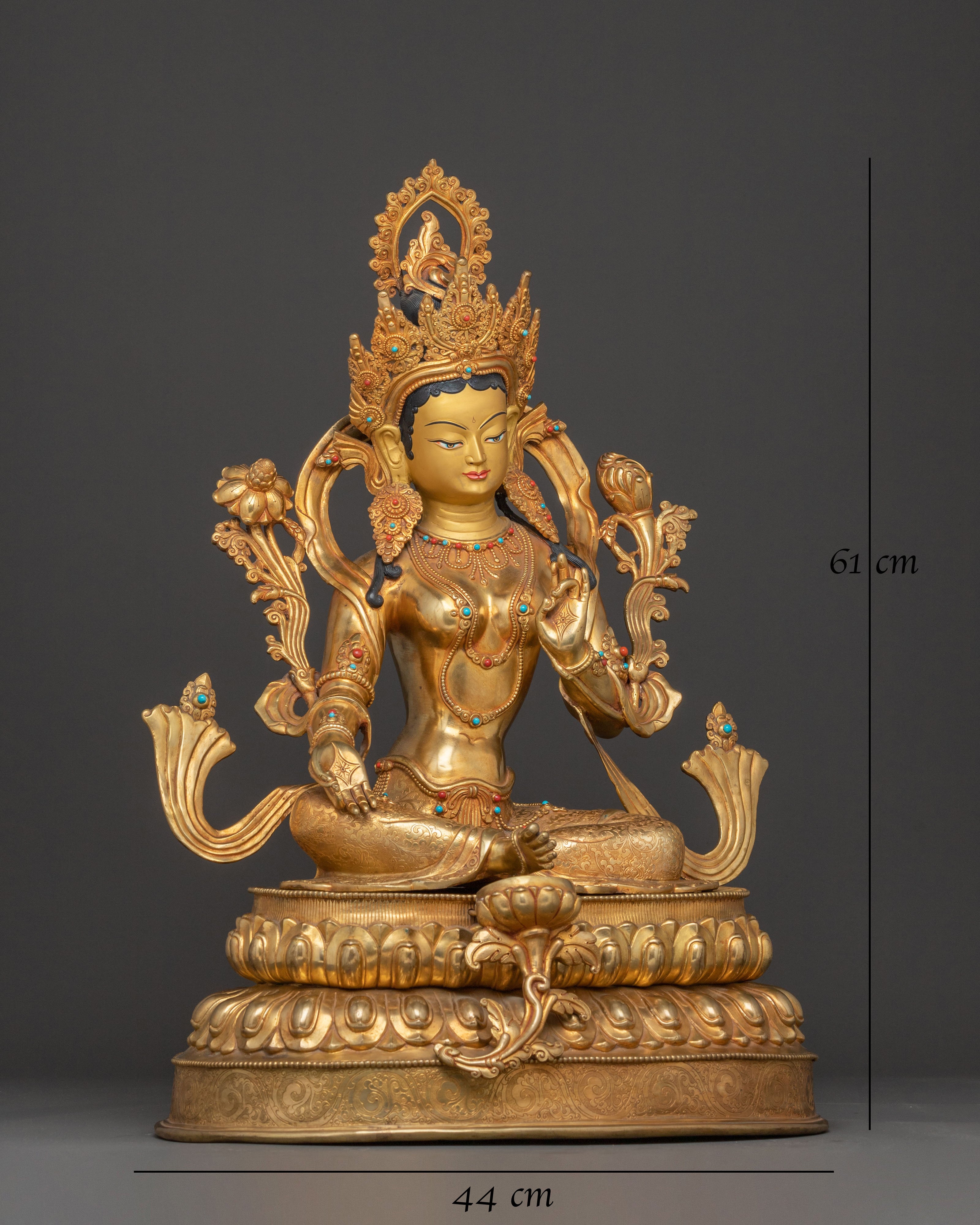 Handmade Green Tara Golden Statue | Mother of Liberation