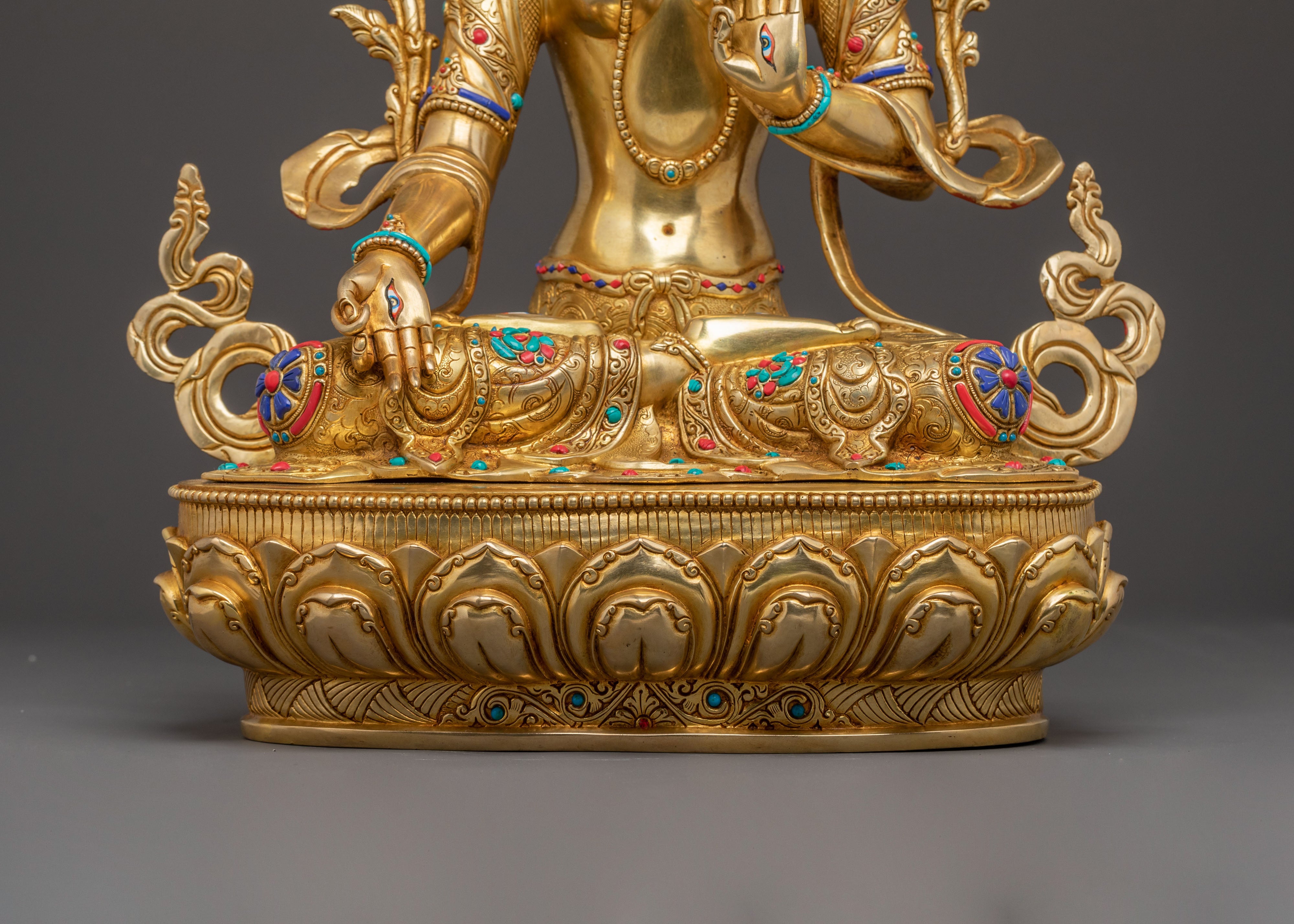 White Tara Divine Statue | Hand-Gilded Copper