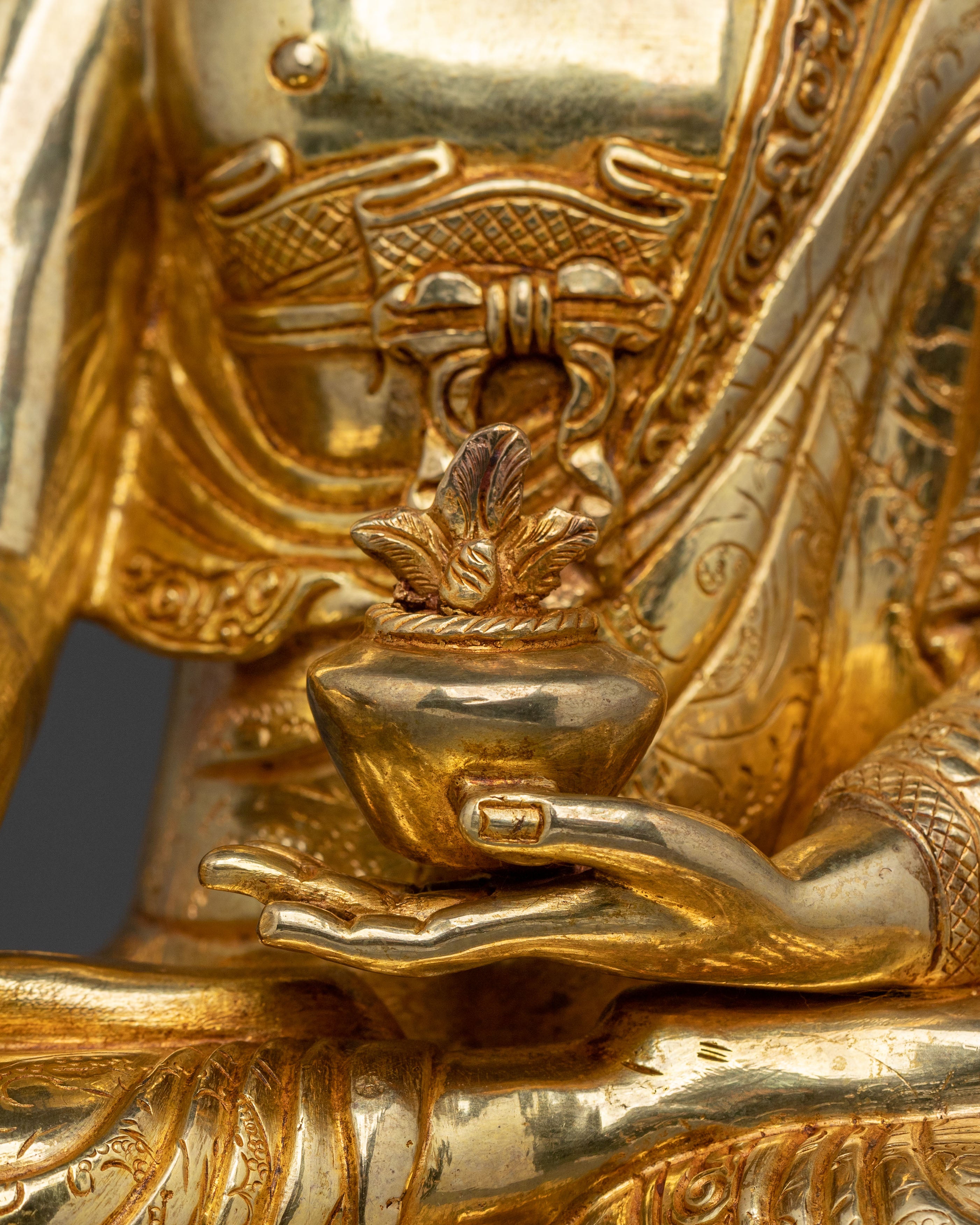 Handmade Medicine Buddha Sculpture | 24K Gold Gilded