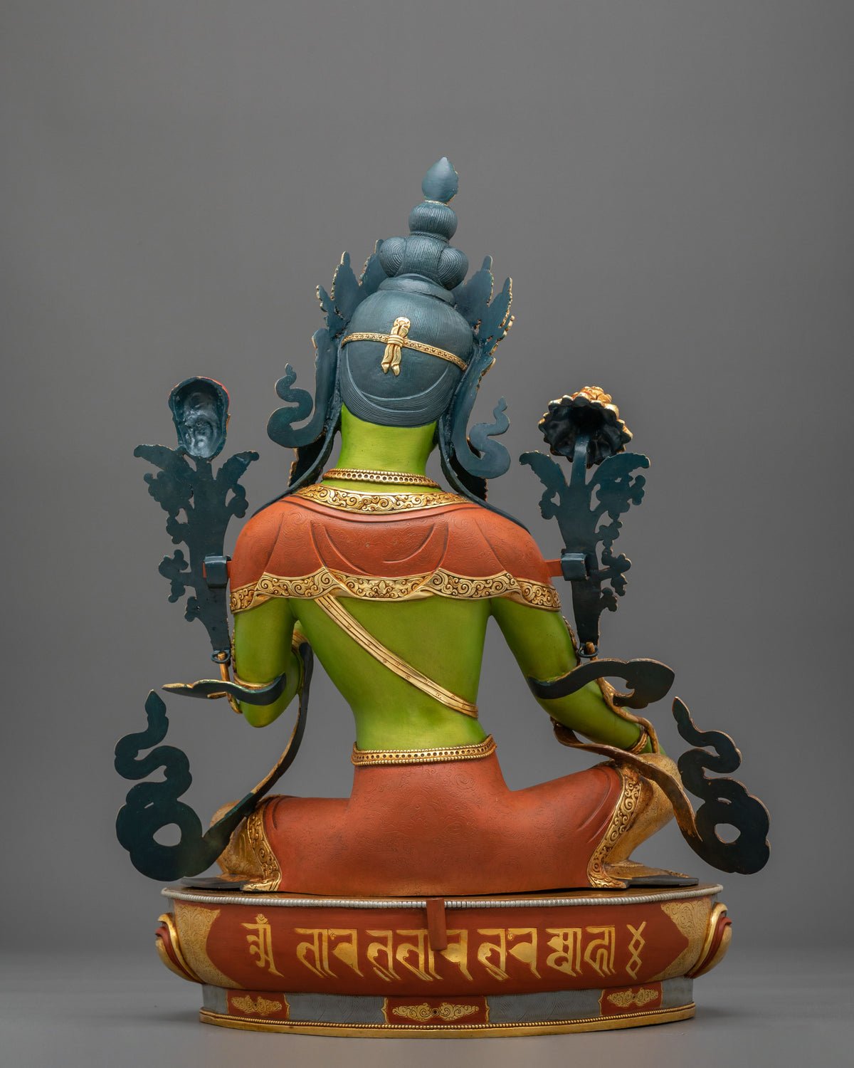 Green Tara Statue | Gold and Acrylic Painted Figurine