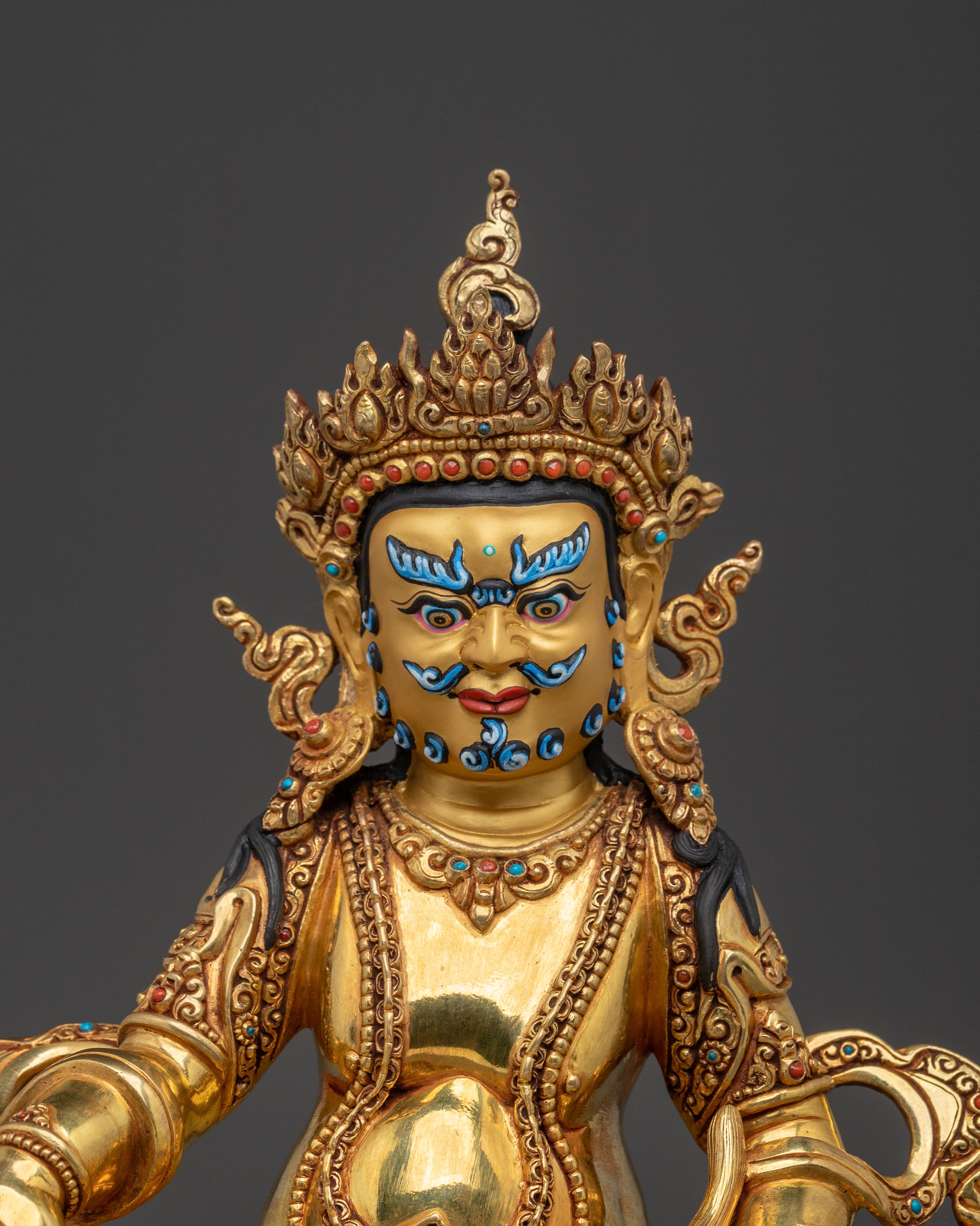 Yellow Dzambhala Statue on Throne | Wealth Deity