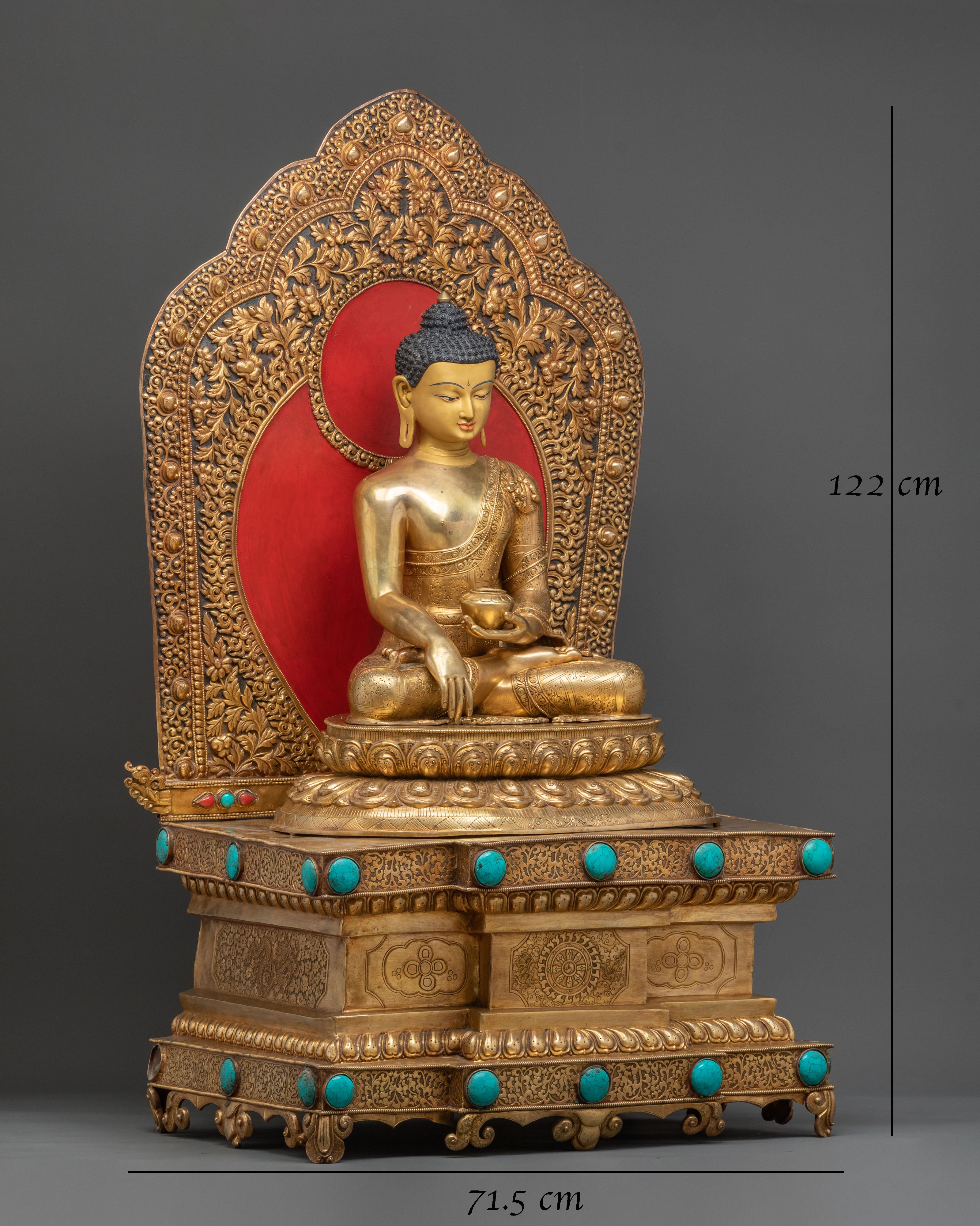Shakyamuni Buddha Himalayan Statue Seated on a Throne
