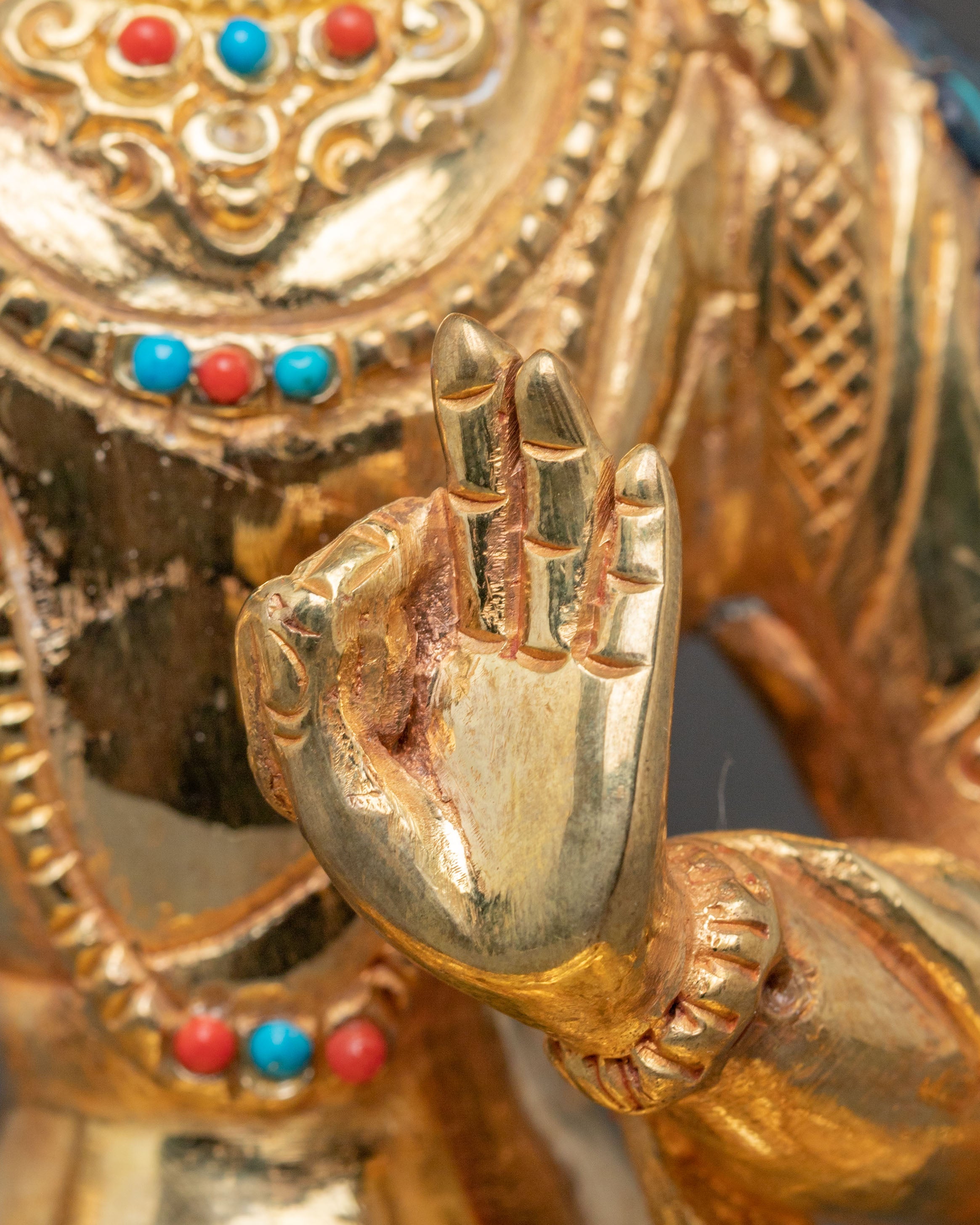 Handmade Golden Manjushri Copper Statue | Symbol of Wisdom