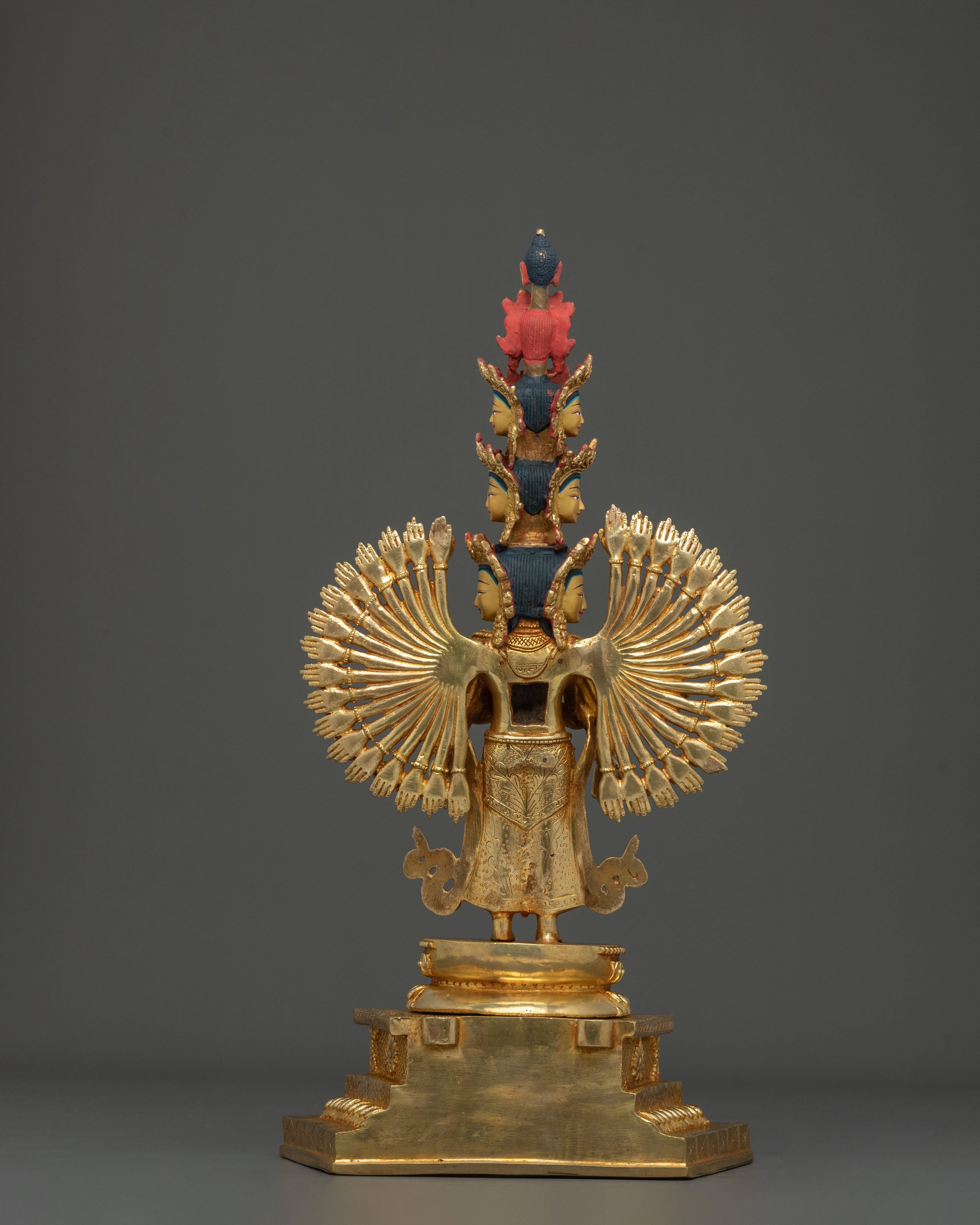 1000 Armed Chenrezig Spiritual Sculpture with 24K Gold Gilded
