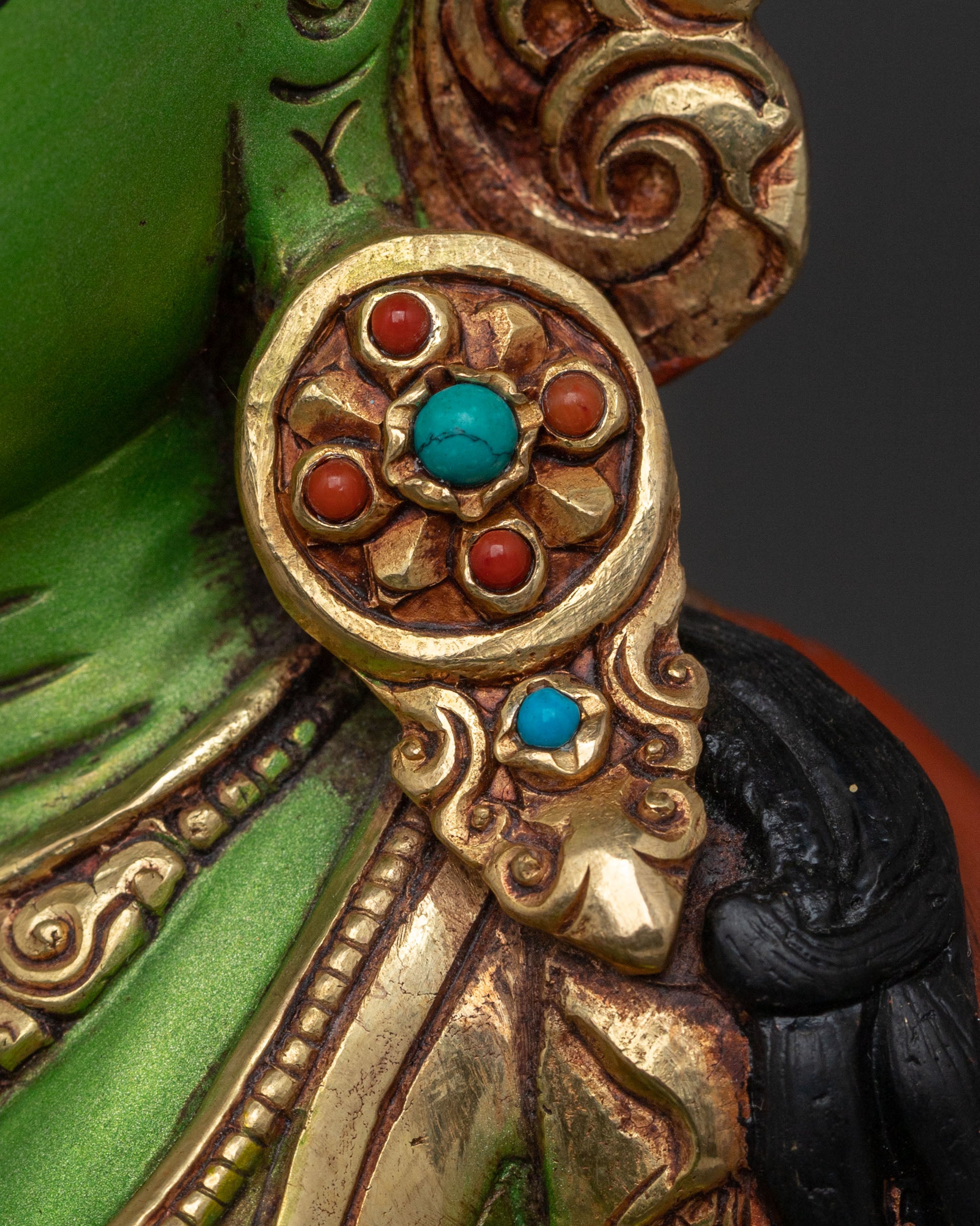 Handcrafted Green Tara Tibetan Statue | Spiritual Icon