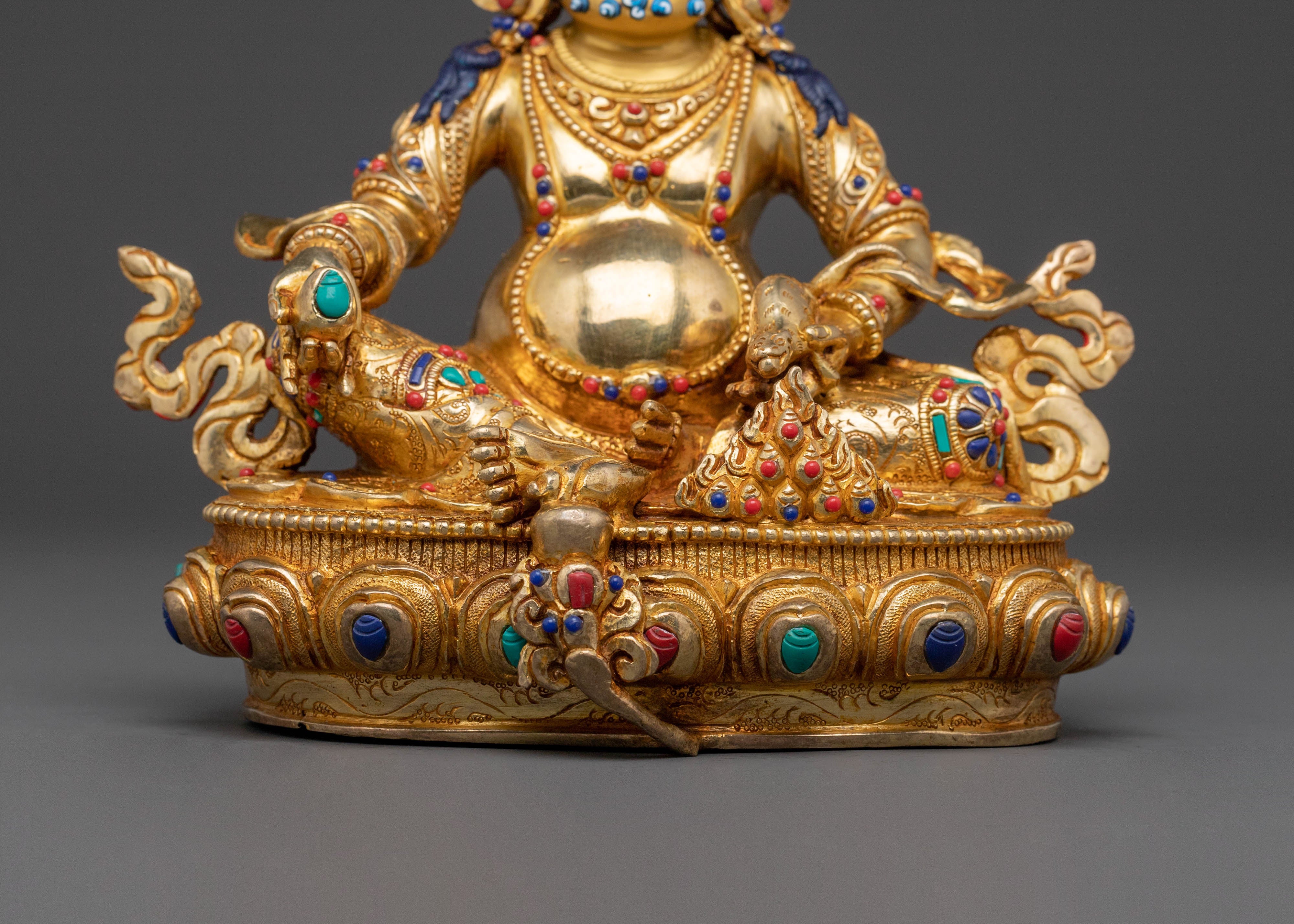 Holy Statue of Dzambhala | Exquisite 24K Gilded Copper Statue