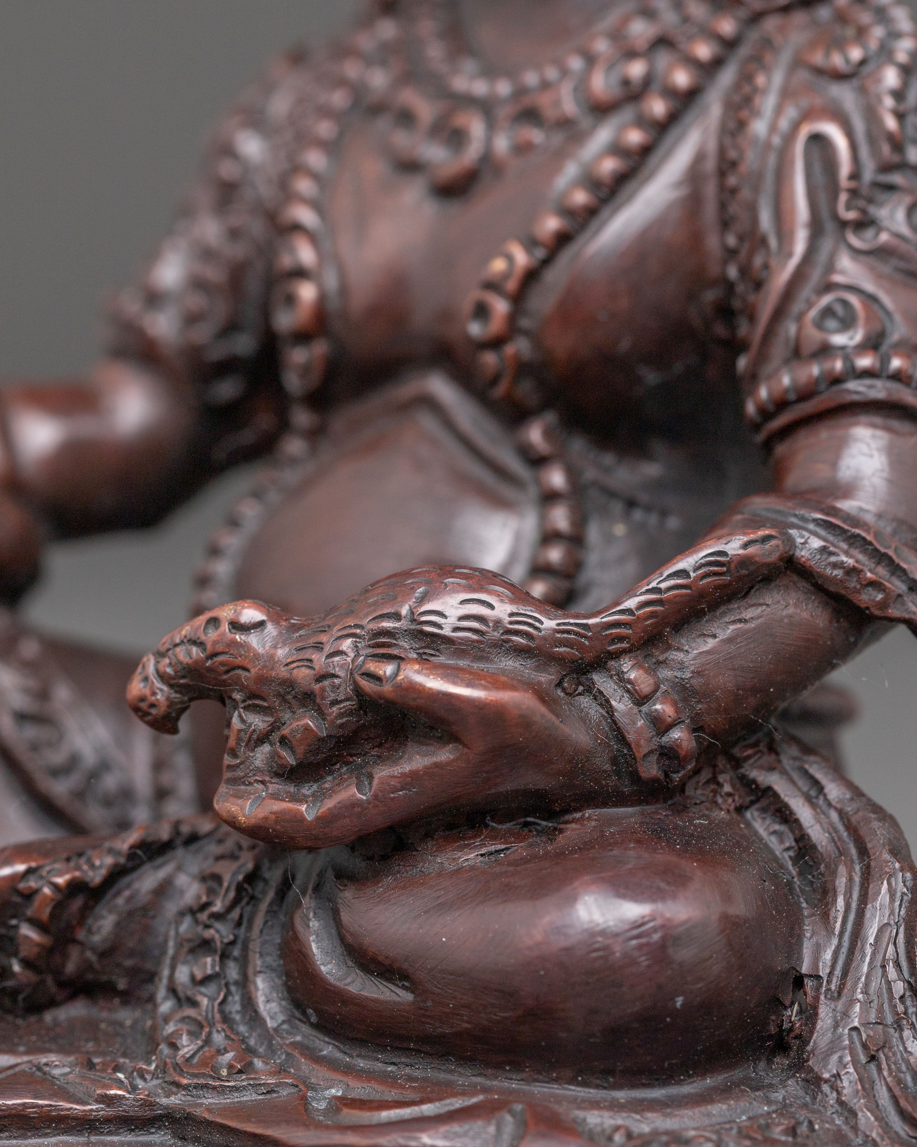 Handmade Dzambhala Oxidized Copper Statue | Wealth Deity Decor