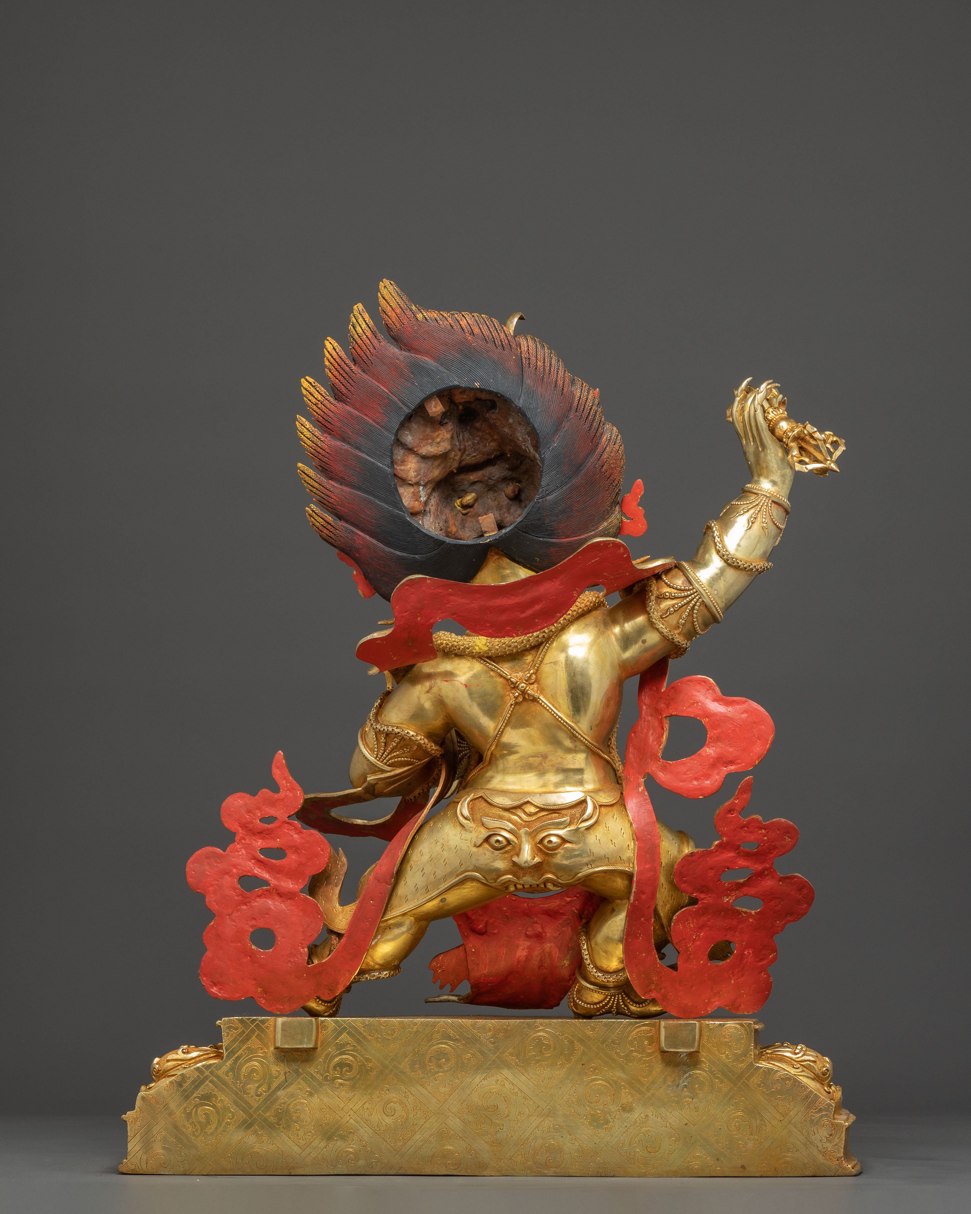 Vajrapani Gold Gilded Sculpture: Protector of the Buddha