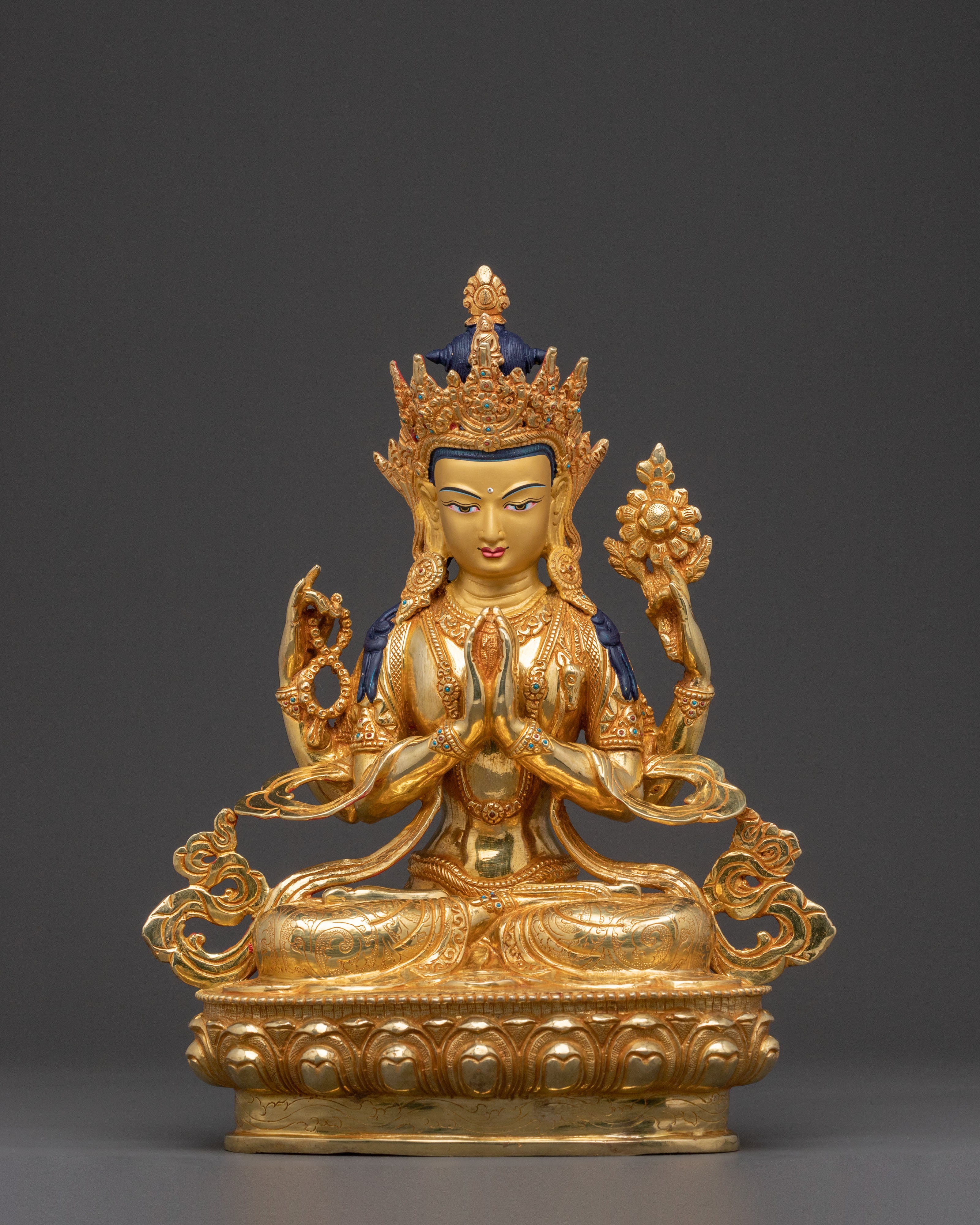 Handcrafted Blessing Statue of Chenrezig | Compassion Deity Sculpture