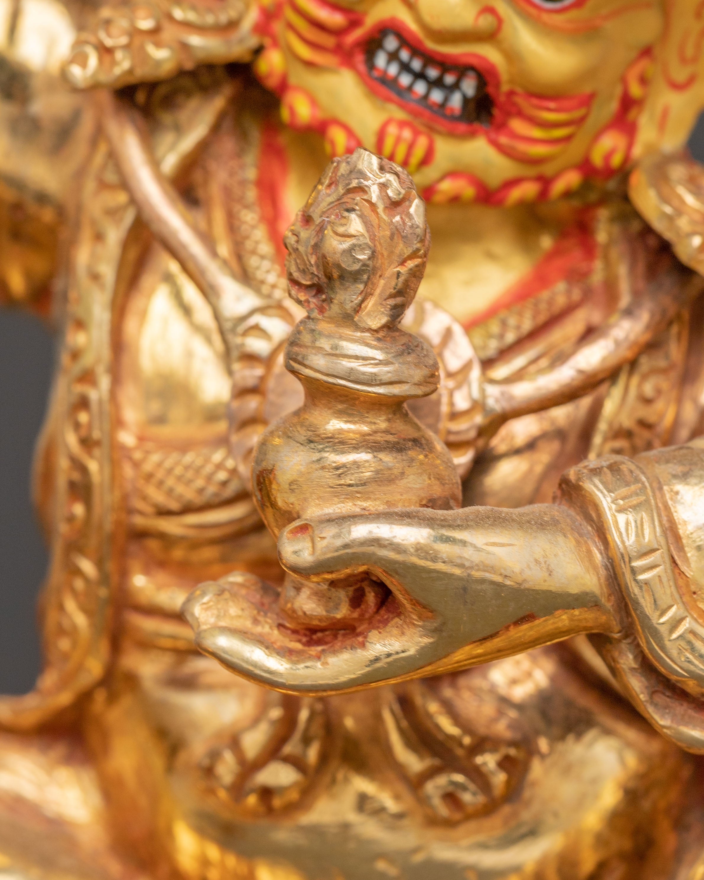 Handmade Pehar Gyalpo Golden Statue | 24K Gold Gilded
