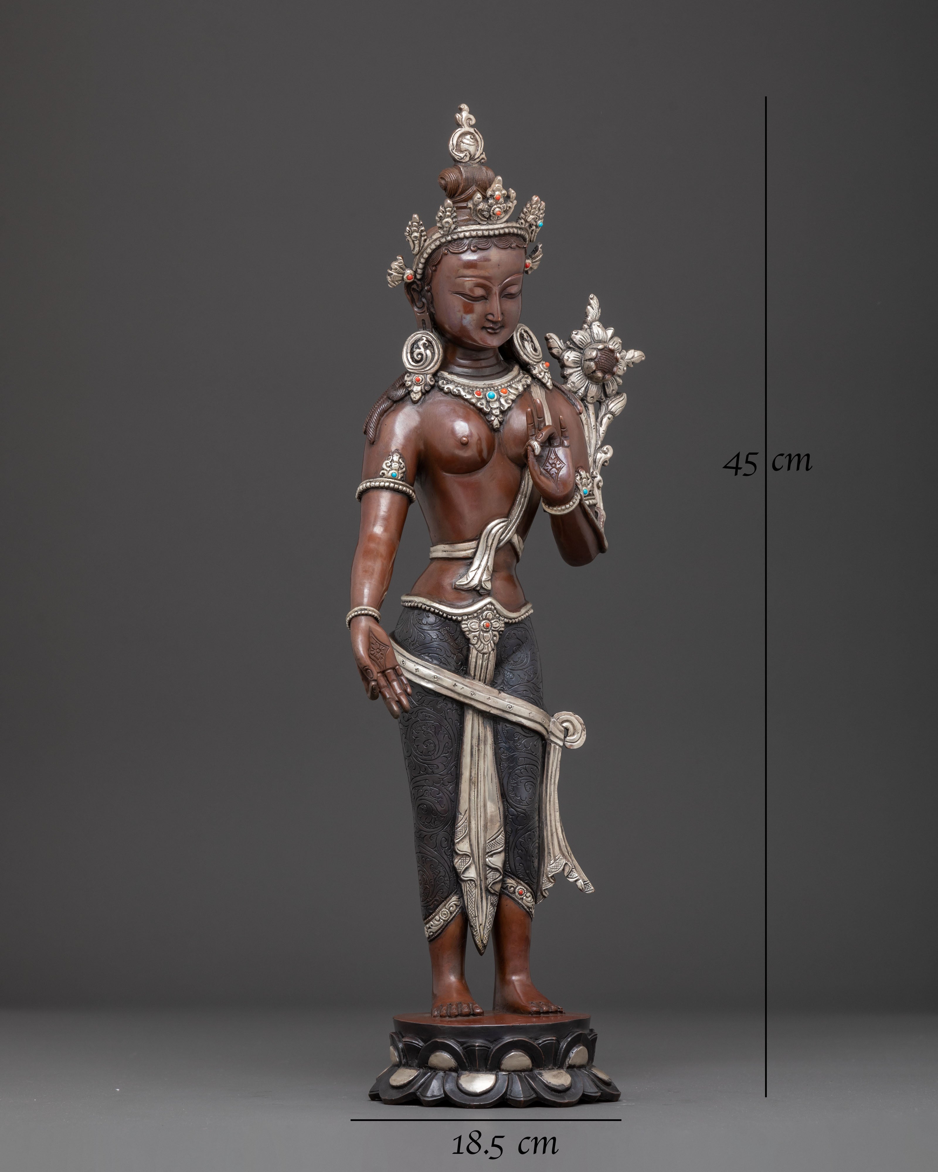 Standing Green Tara Sculpture | Traditional Tibetan Art