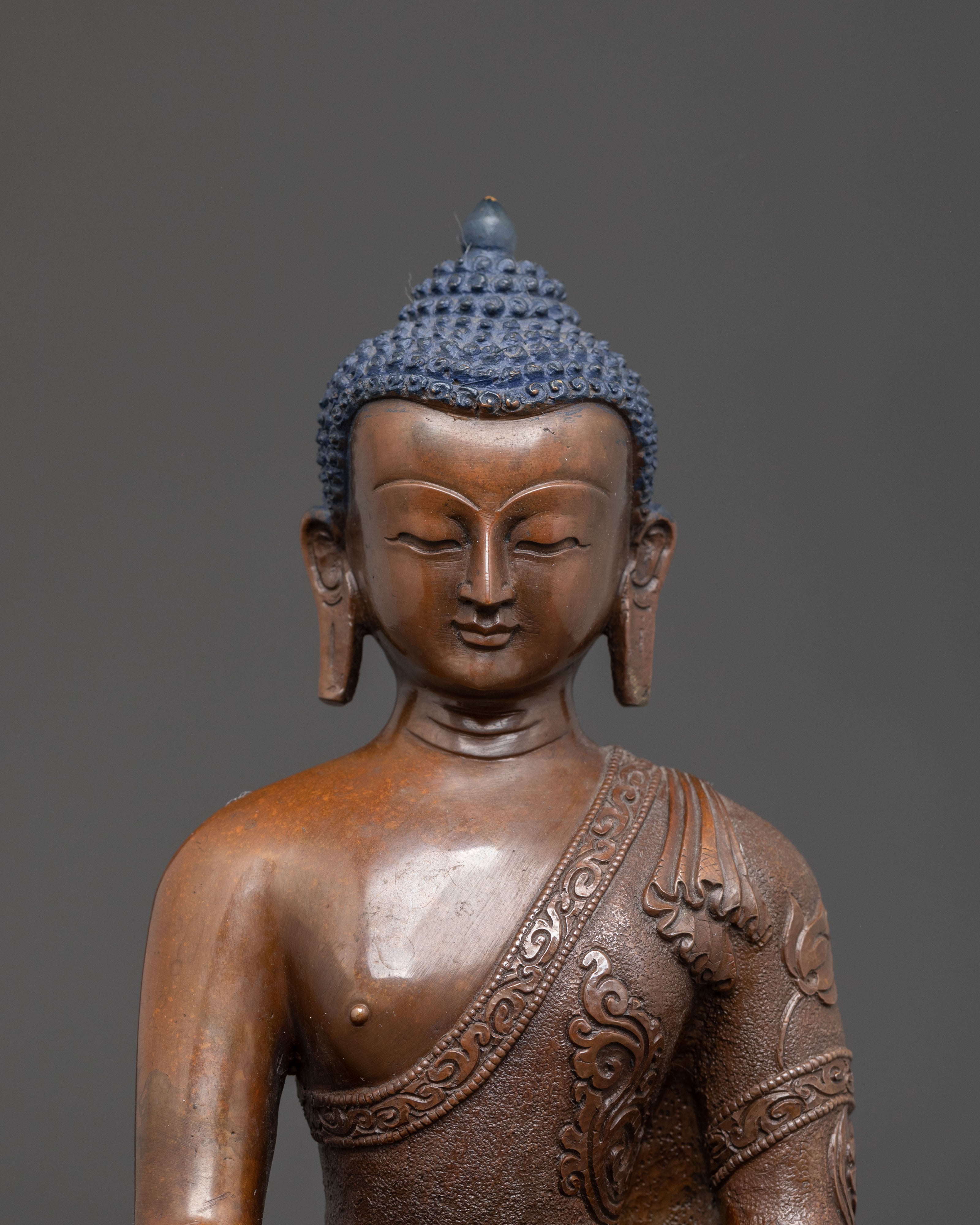 Handmade Oxidized Copper Statue of Buddha Shakyamuni | Gautama Buddha Statue
