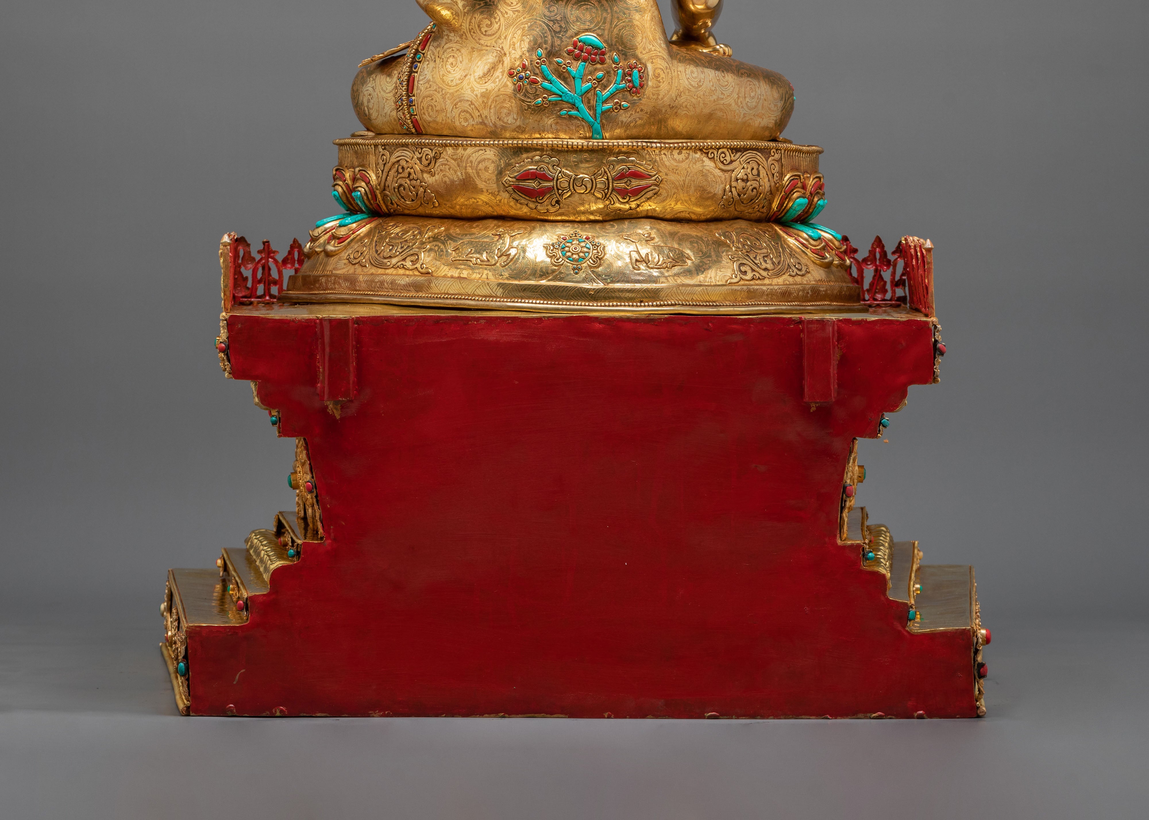 Crown Shakyamuni Buddha on Throne | Exquisite 24K Gilded Figurine