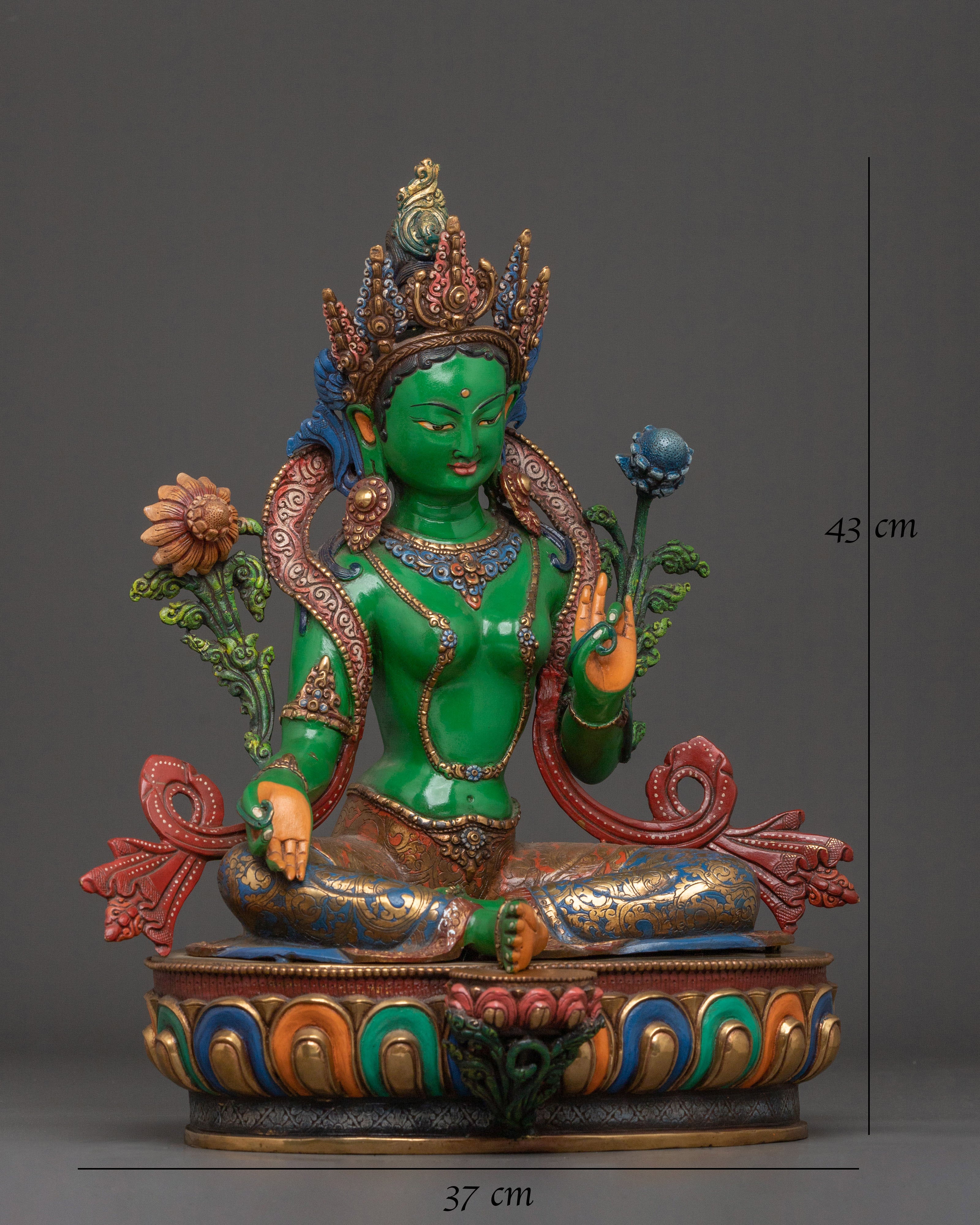 A Serene Peaceful Guardian Green Tara Statue