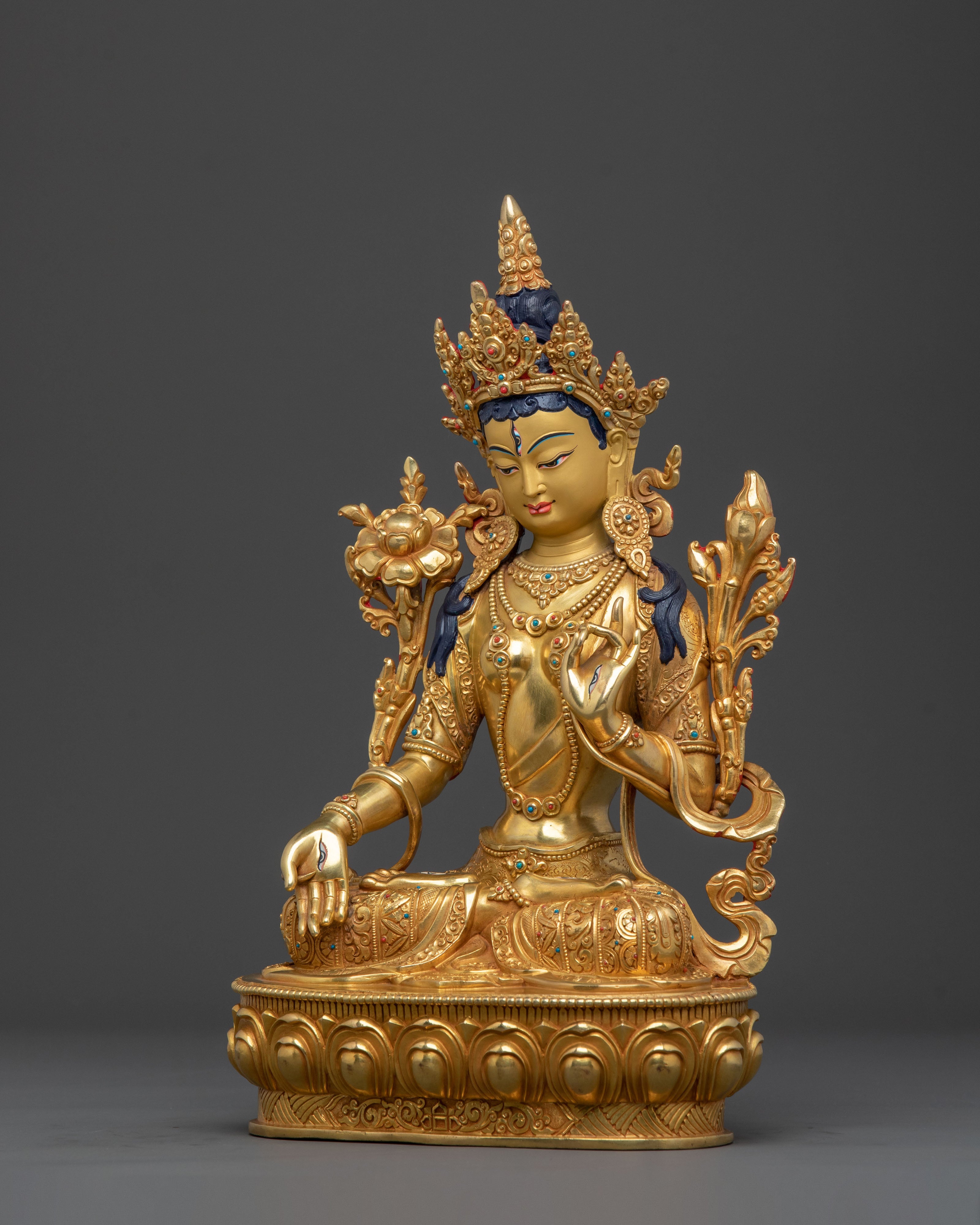 White Tara Golden Statue | Handcrafted Serenity