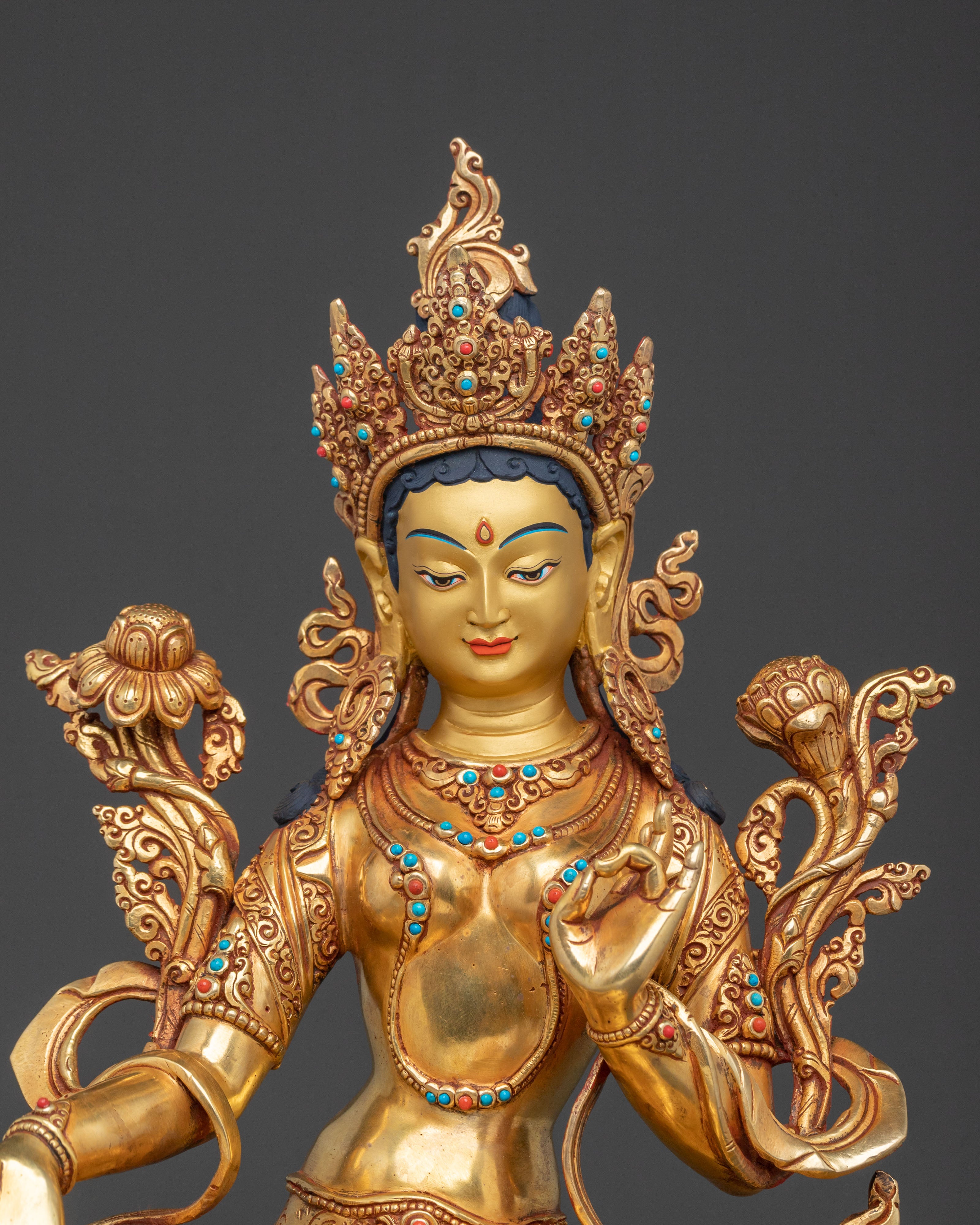 Green Tara Buddhist Protection Sculpture | Goddess of Swift Compassion