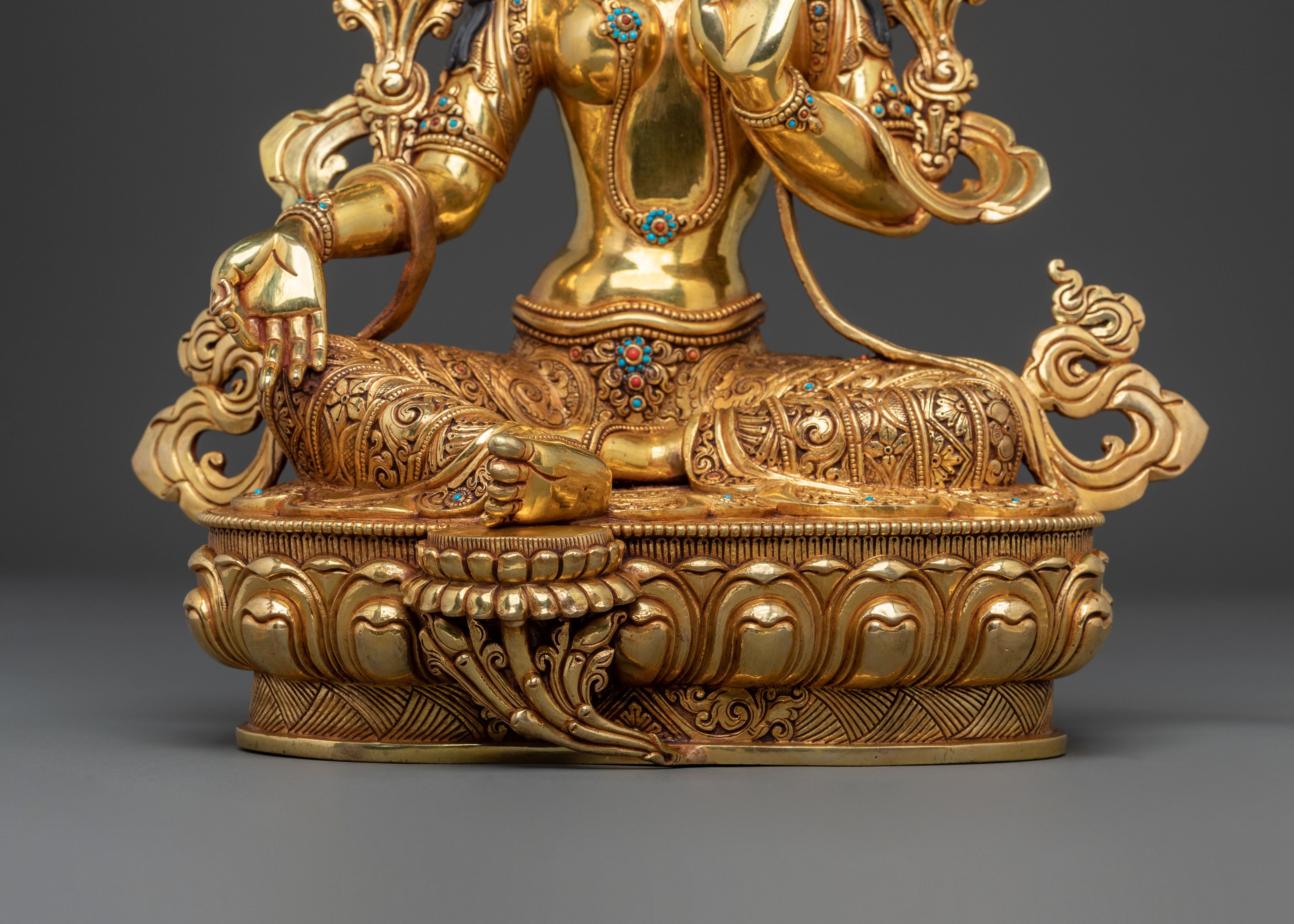 Handcrafted Green Tara Sacred Sculpture