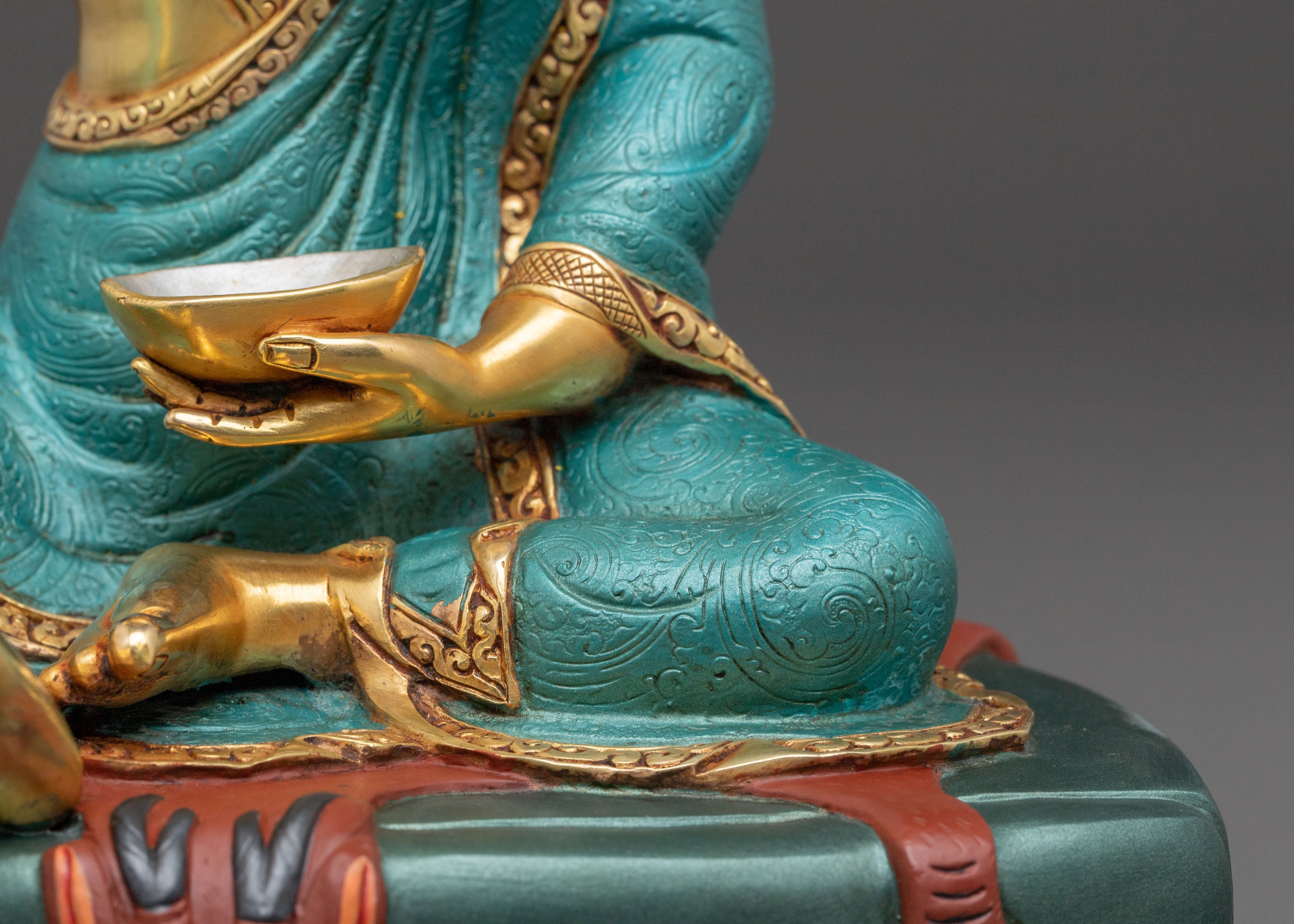 Tibetan Milarepa Buddhist Statue – 24K Gold Gilded Copper Statue