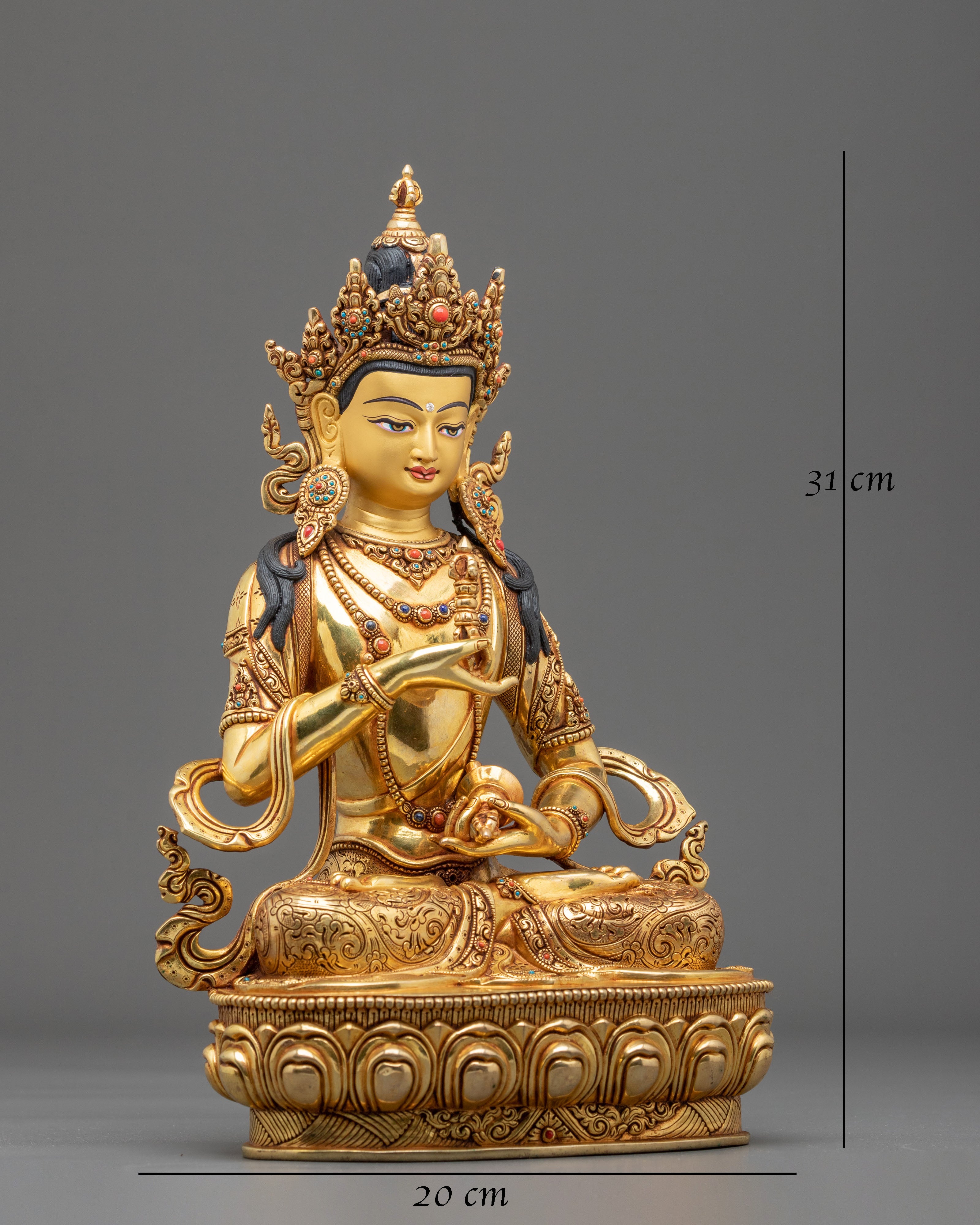 Vajrasattva Sculpture | 24K Gold Gilded Deity Figurine