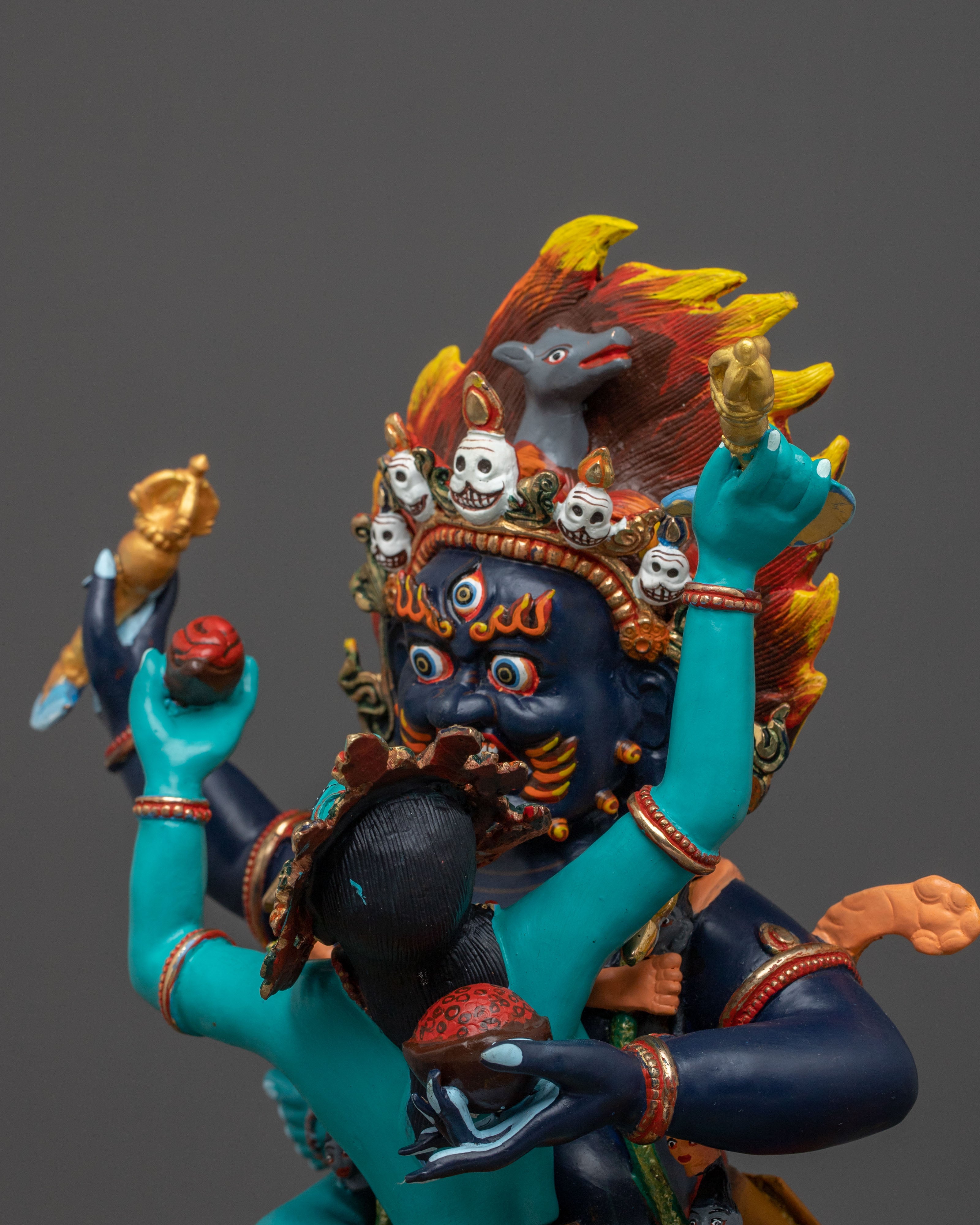 Mahakala Bernakchen Statue With Consort | Wrathful Protector