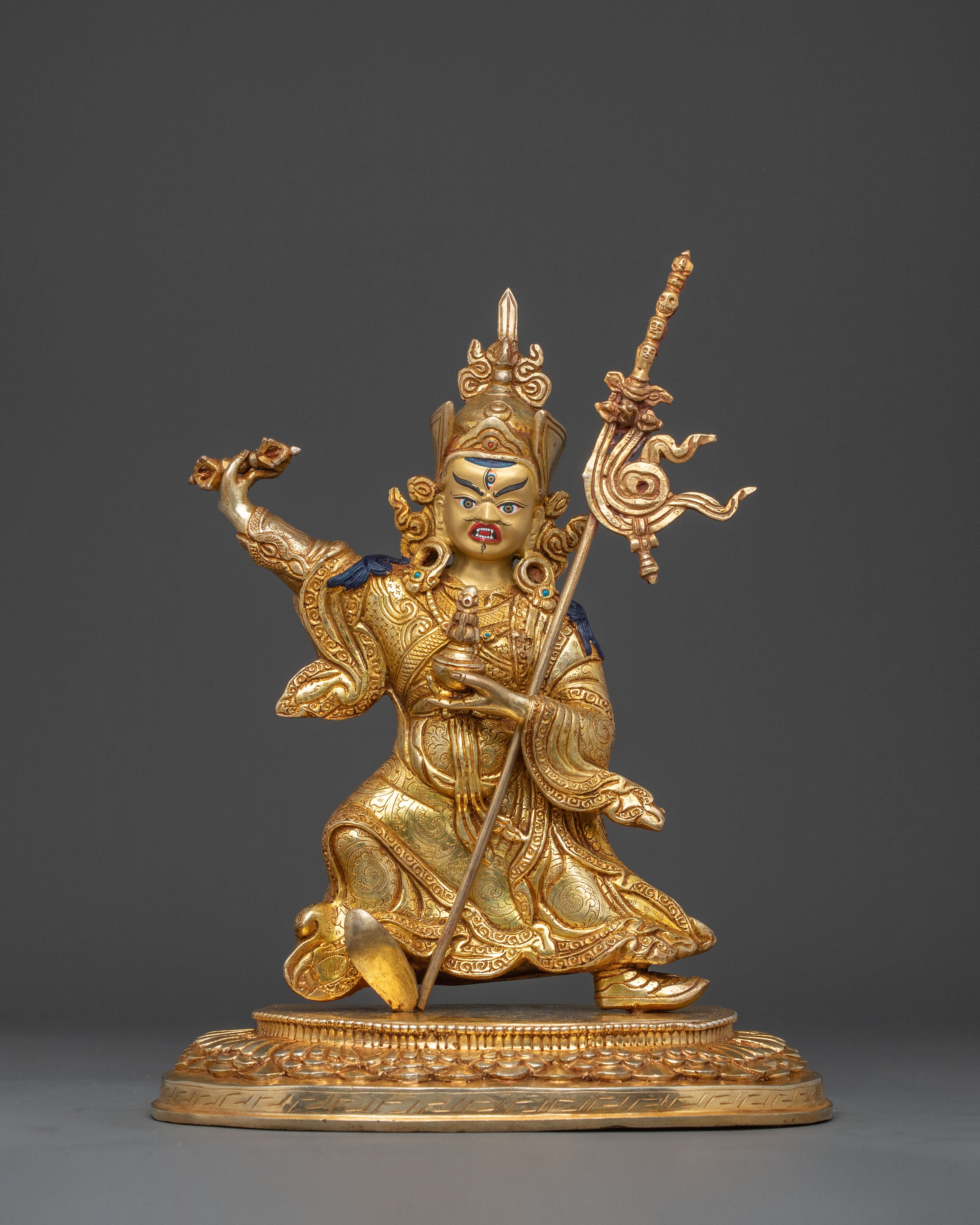 Dancing Guru Rinpoche Spiritual Sculpture | Handmade Tibetan Artwork