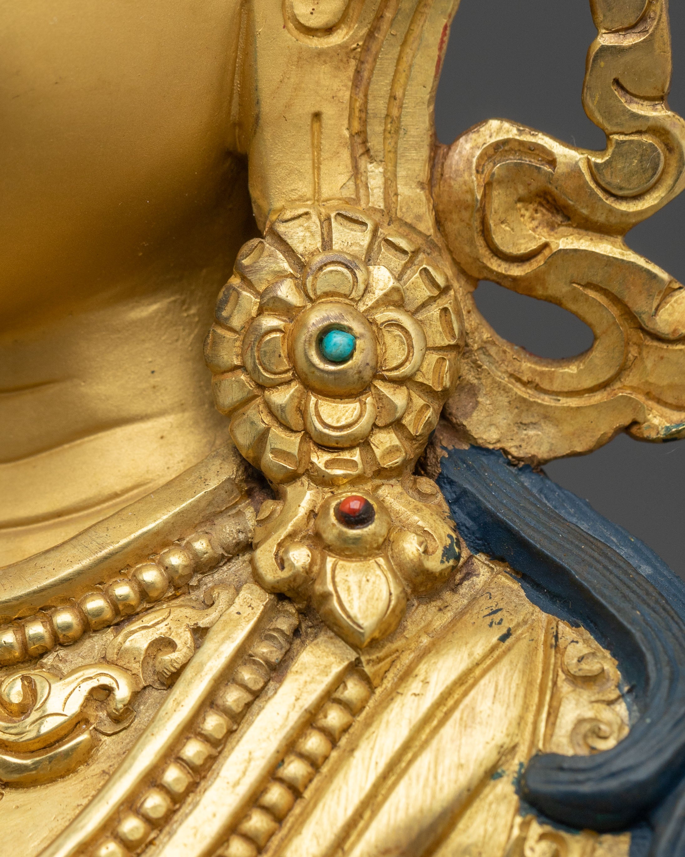 Protector Green Tara Himalayan Sculpture: 24K Gold Gilded