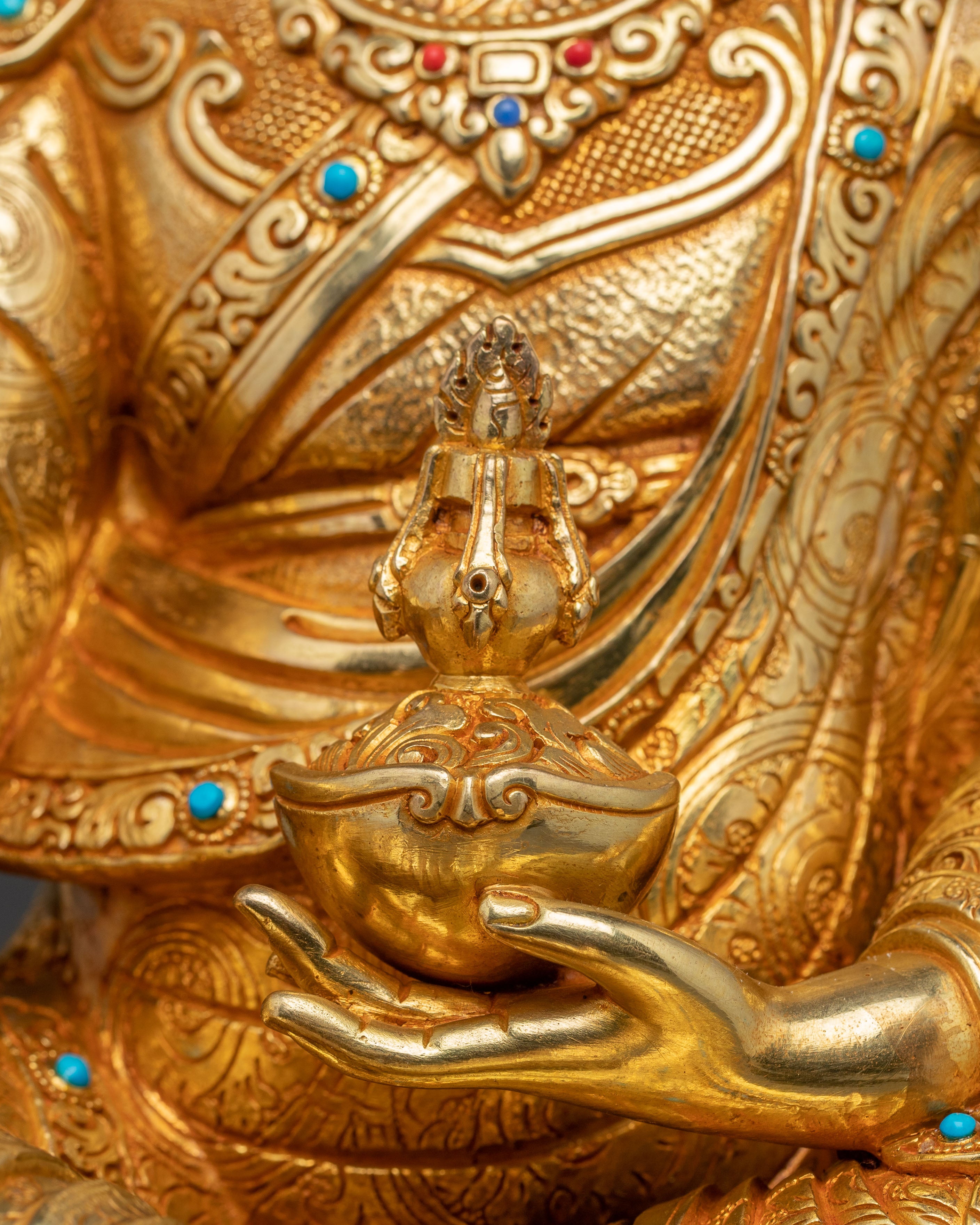 Handmade Buddhist Statue of Lotus Born Guru Rinpoche | Tantric Master