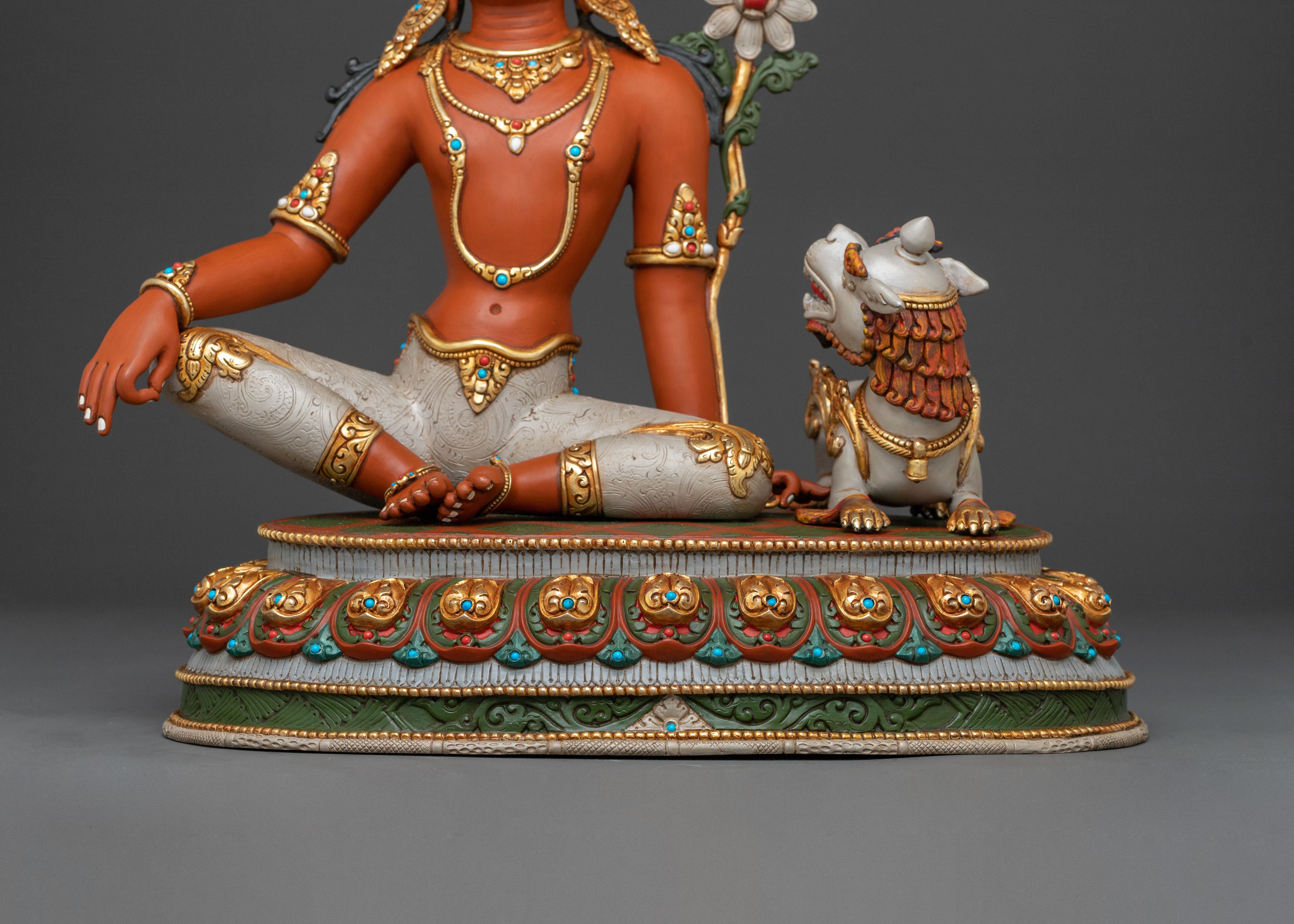 Majestic Wisdom Deity Simhanada Manjushri Statue