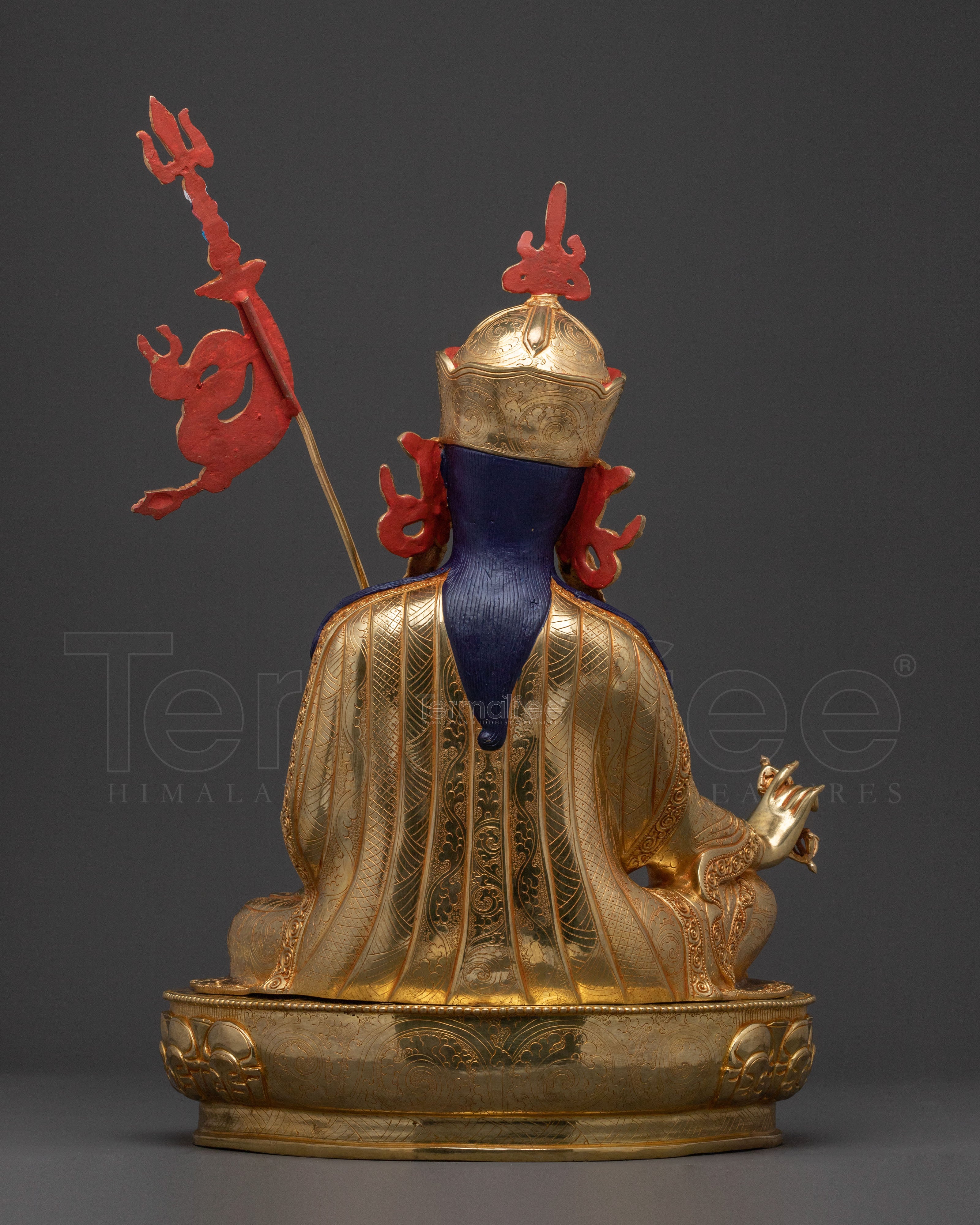 Guru Rinpoche Spiritual Statue: 24K Gold Gilded Art