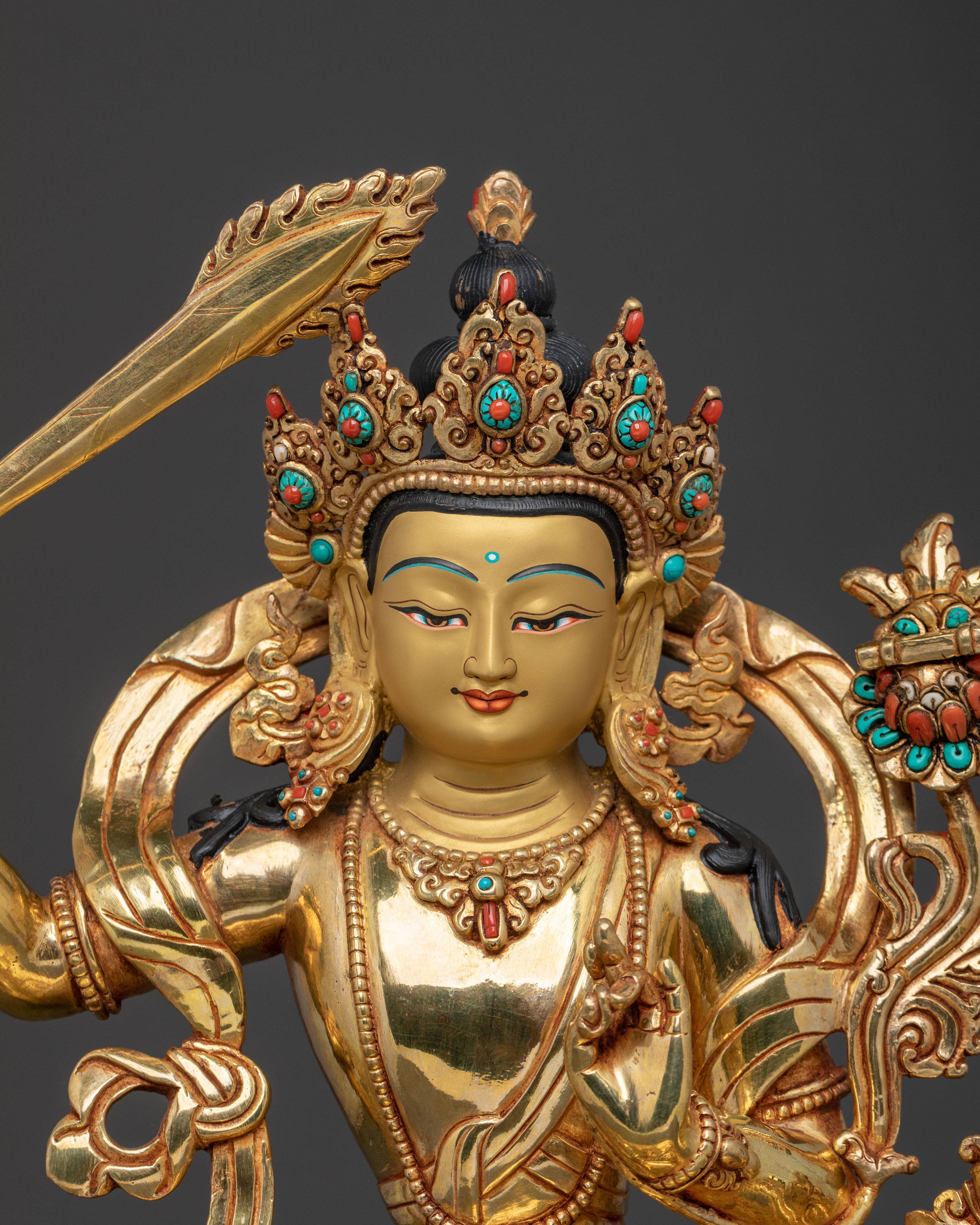 Manjushri Statue | Wisdom Figurine with Copper Body