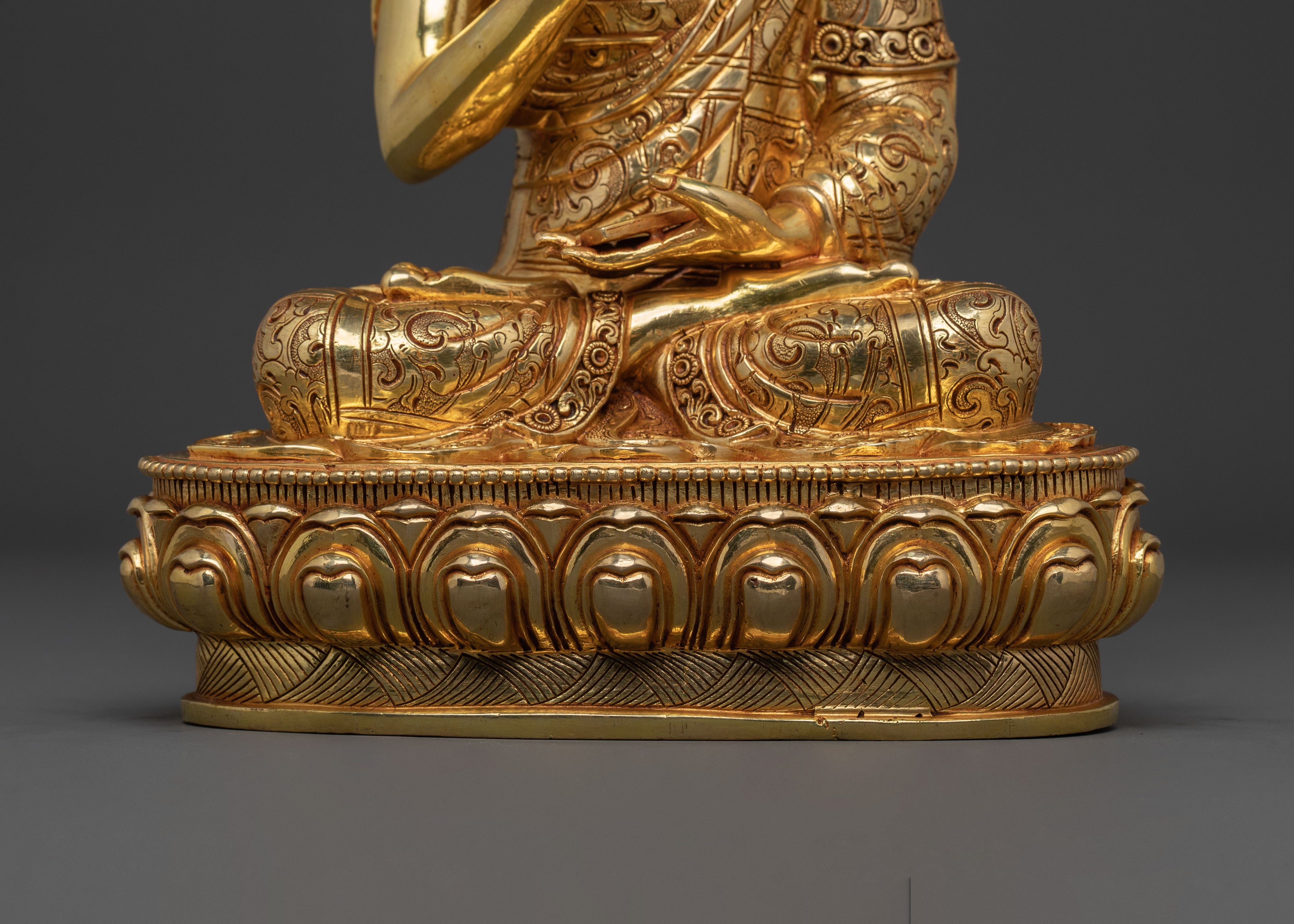 Buddhist Statue Set of Tsongkhapa with Disciples – Gilded Copper Masterpiece