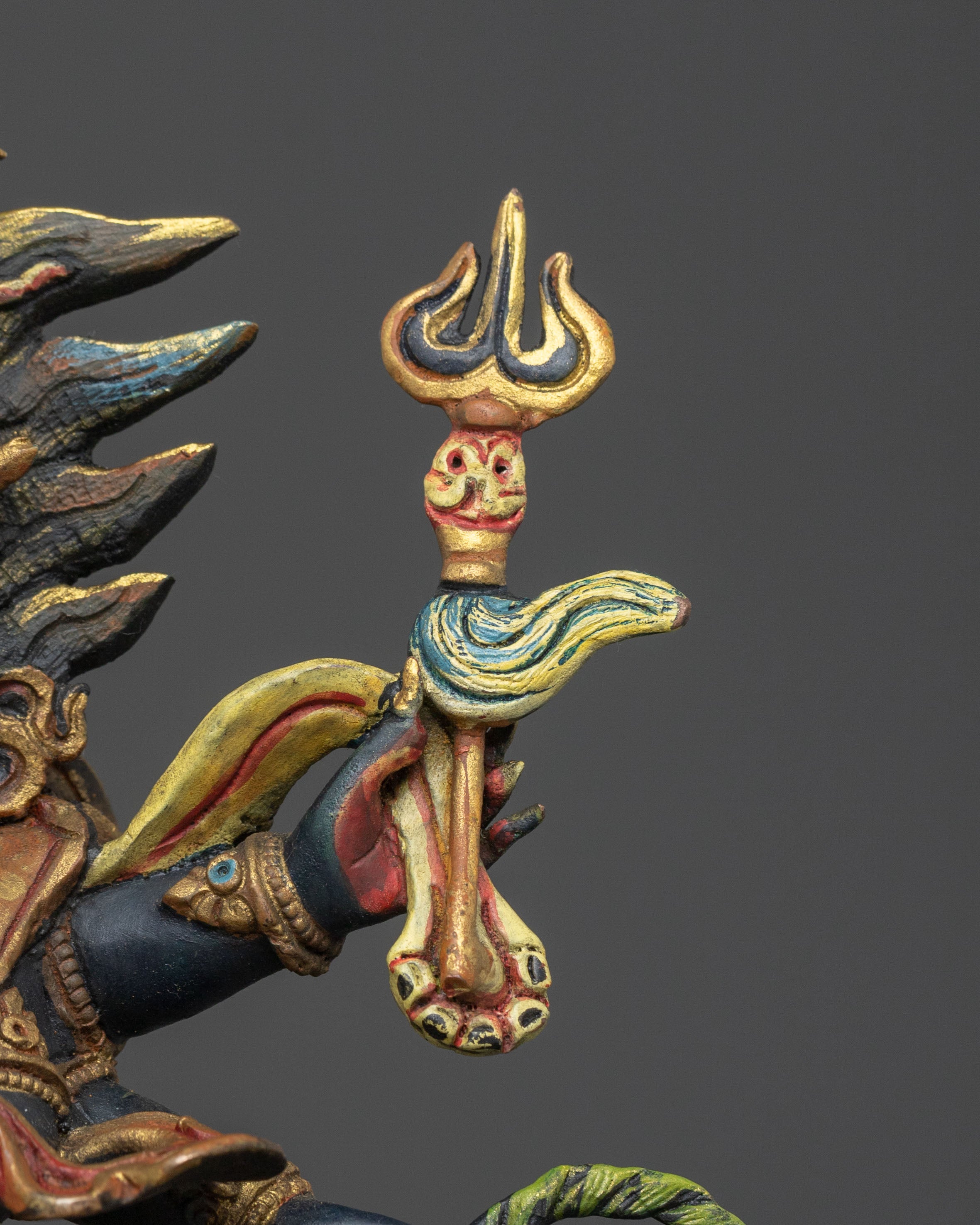 Handmade Six-Armed Mahakala Sacred Figurine | Wrathful Protector of Wisdom