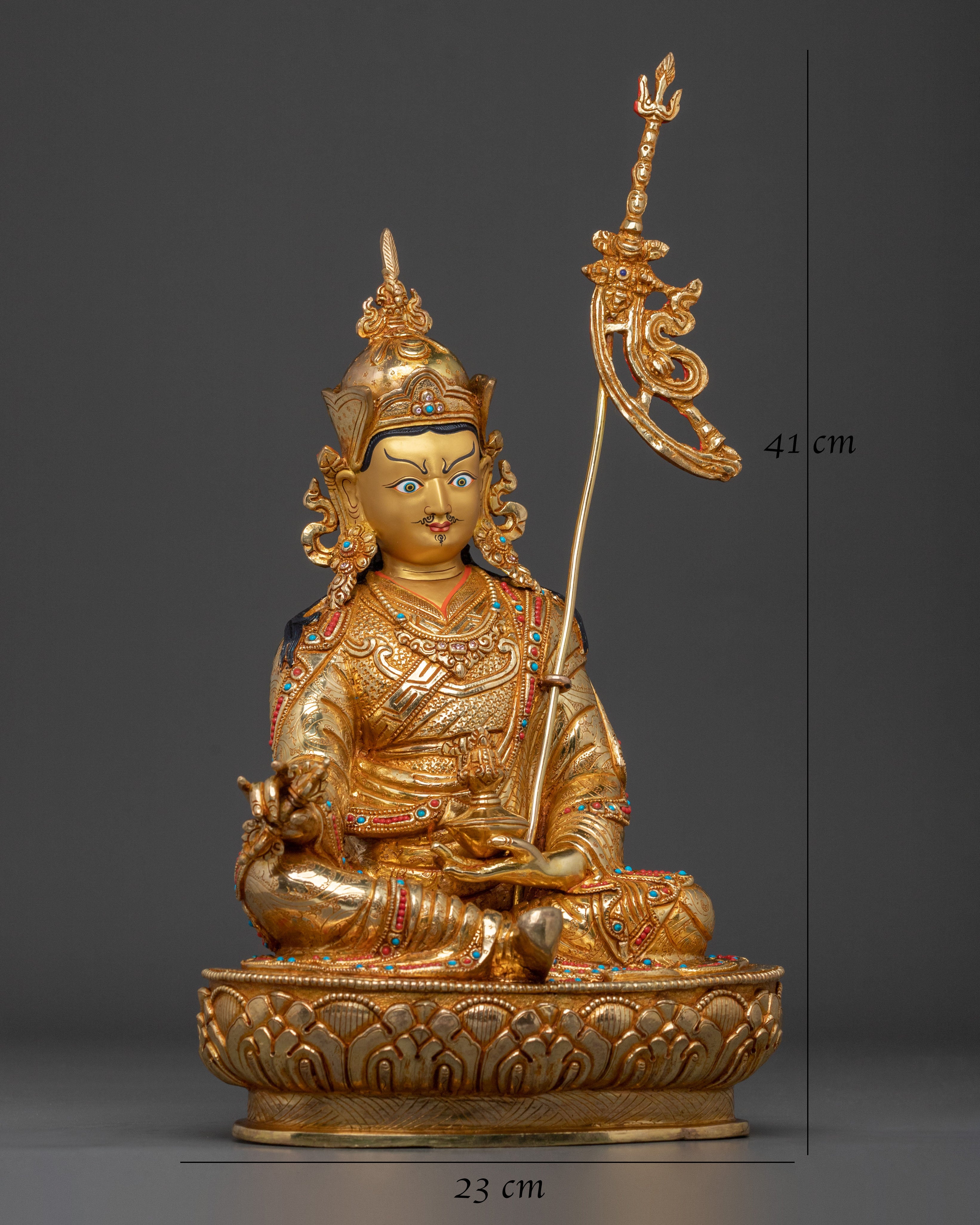 Guru Rinpoche Tibetan Figurine | 24K Gold Gilded Statue