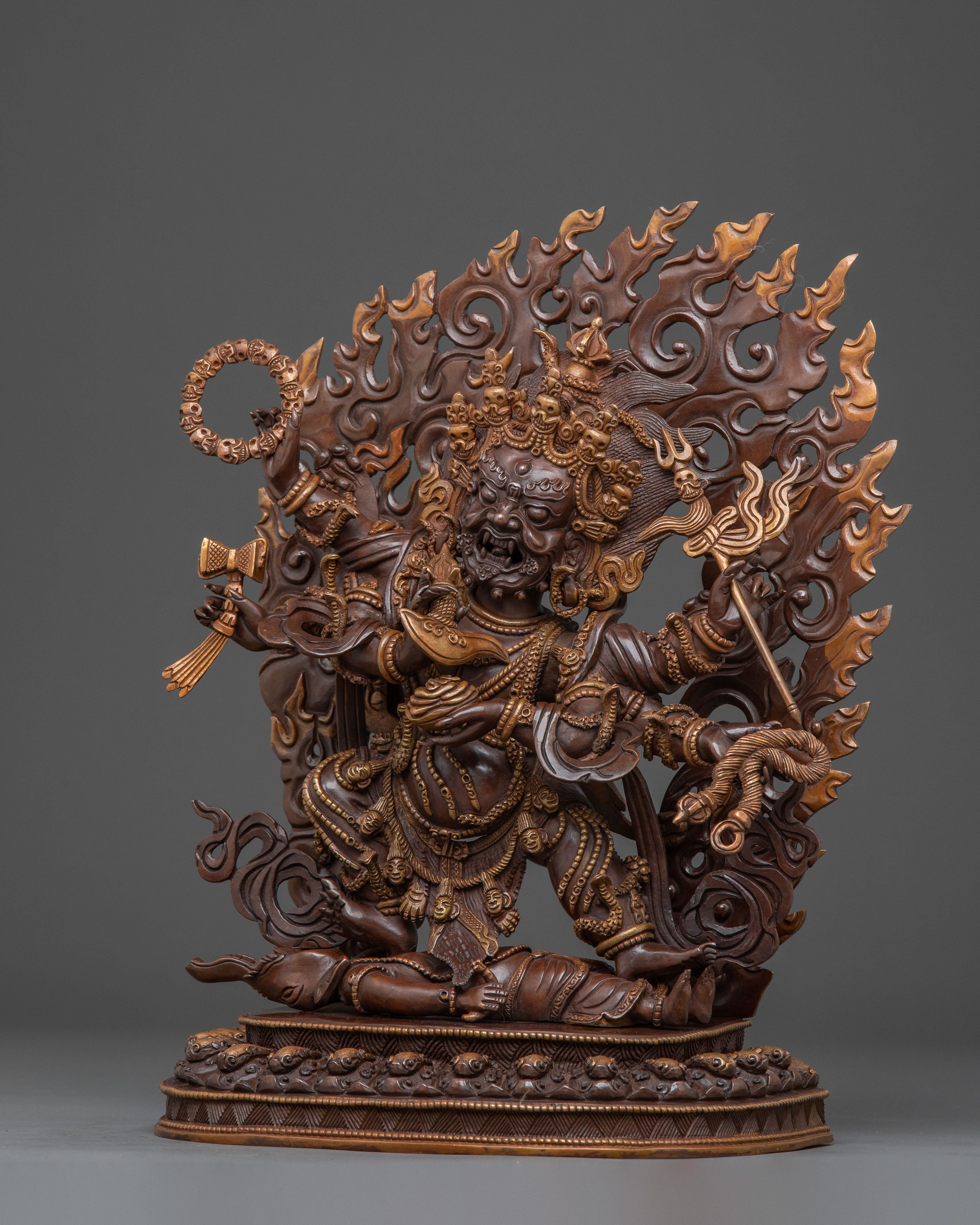 Six-Armed Mahakala Copper Statue | Guardian Figure