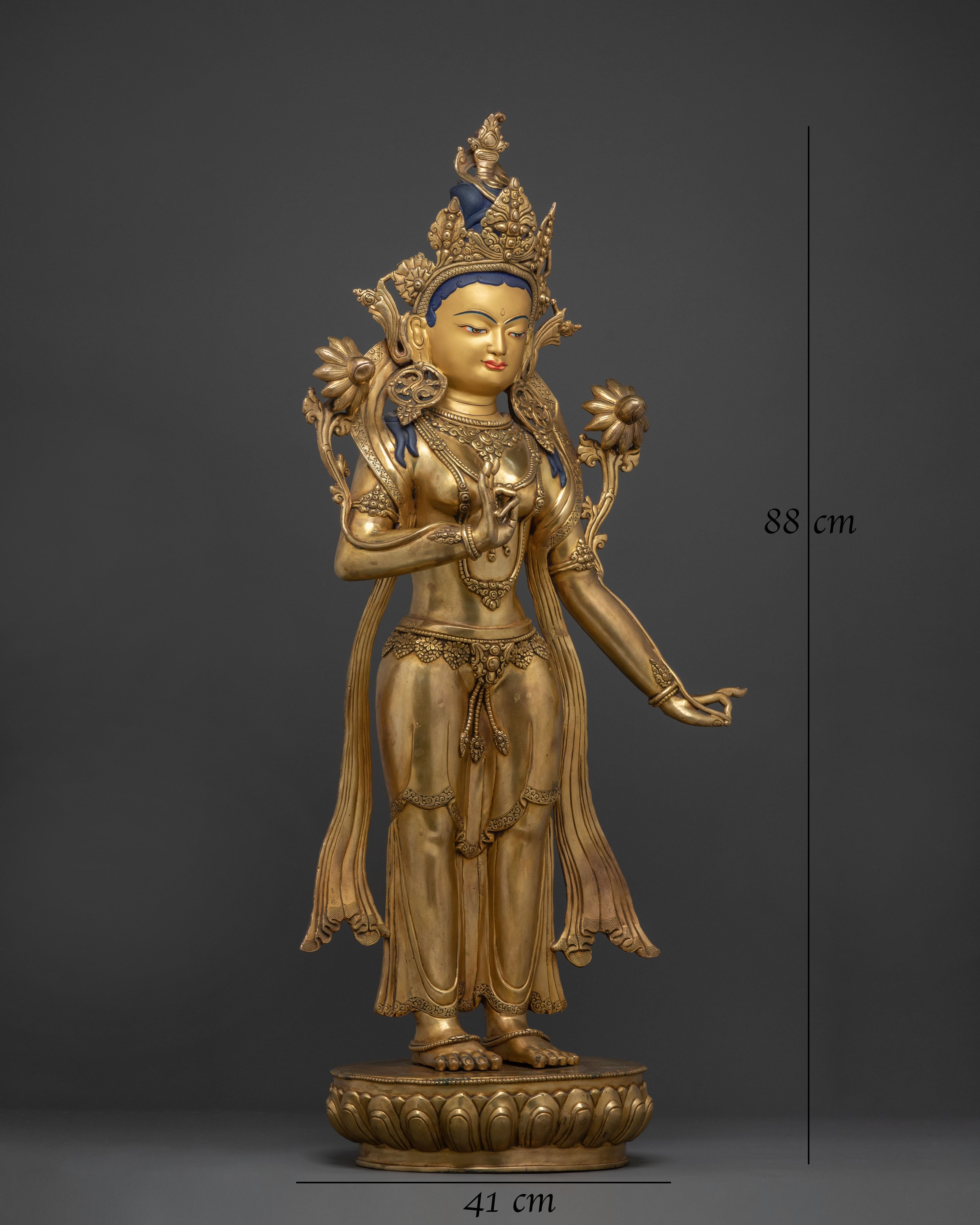 Exquisite Standing Tara Statue | 24K Gold Gilded