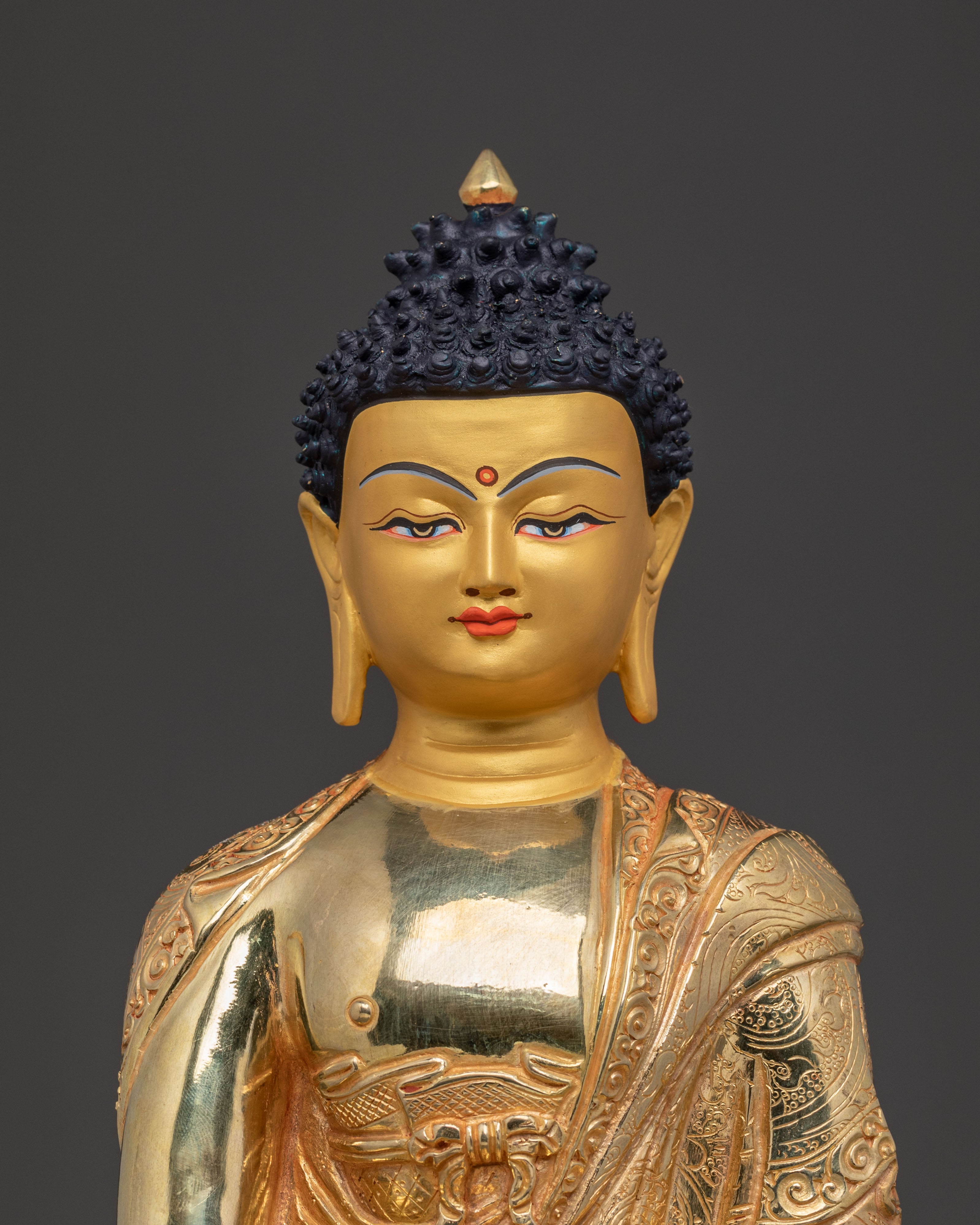 24k Gold Gilded Shakyamuni Buddha Blessing Statue – Serene Artistry