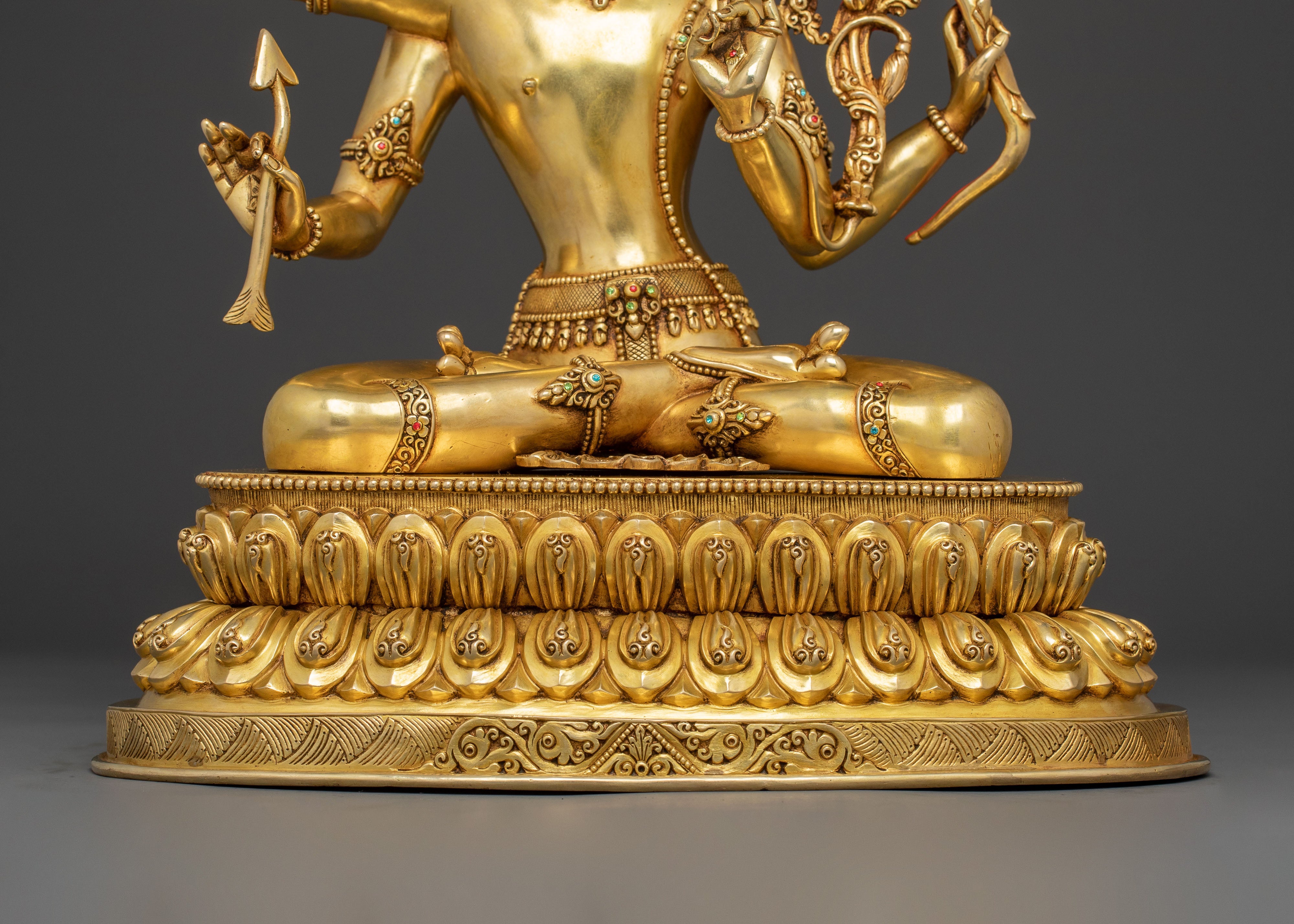 24k Gold Gilded Maha Manjushri Statue – Exquisite Himalayan Art