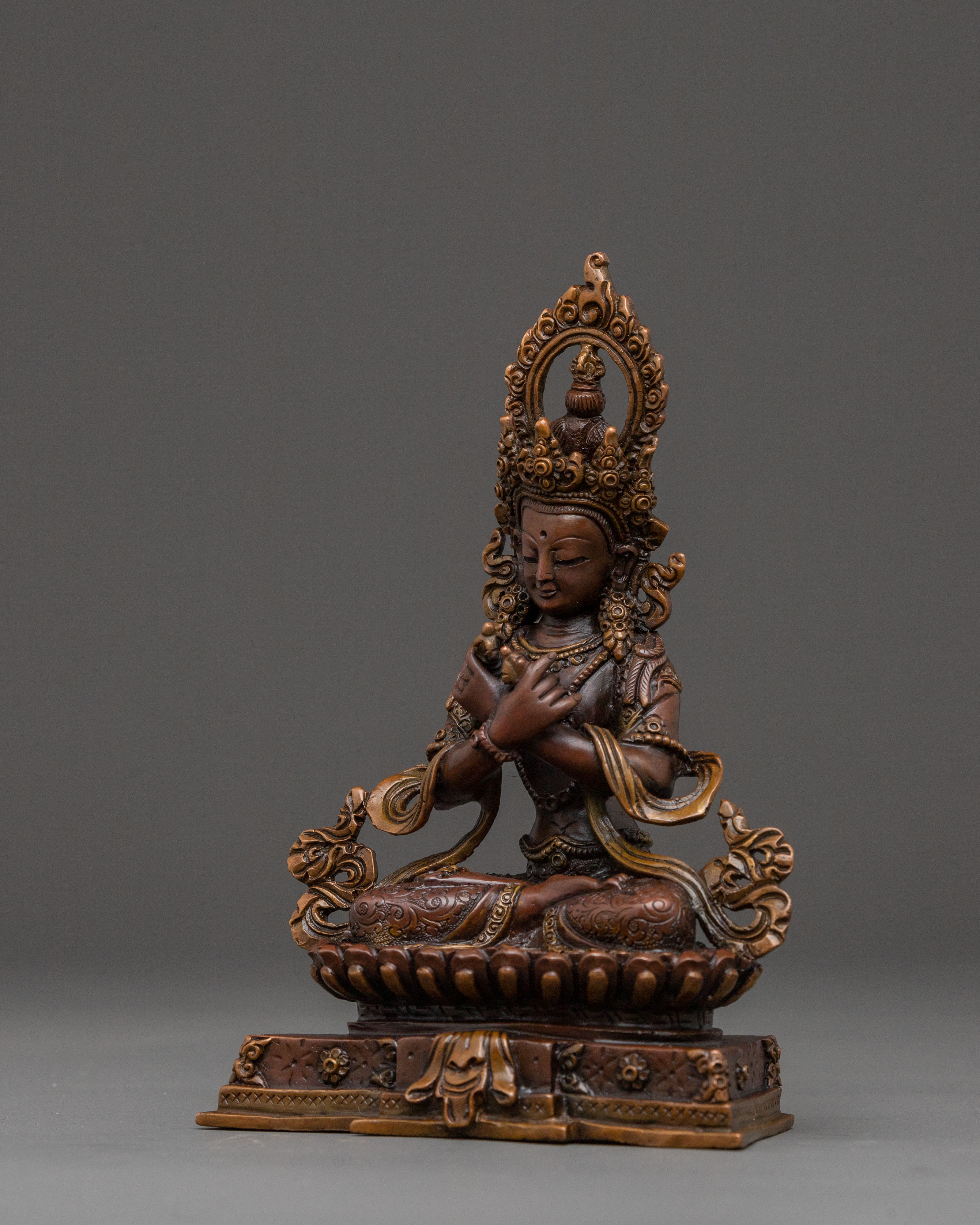 Lord of Esoteric Wisdom Vajradhara Statue - Oxidized Copper