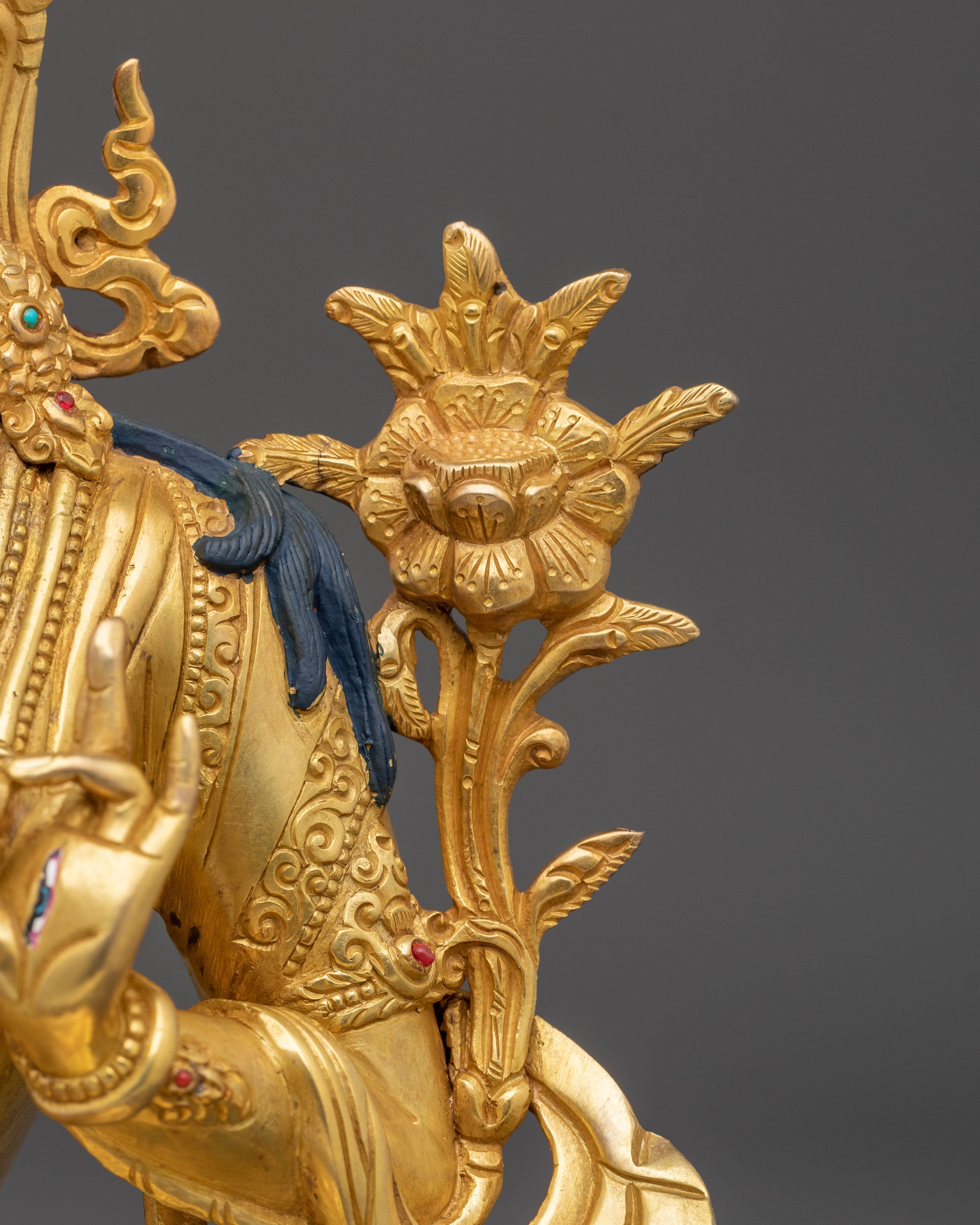 White Tara Fire Gold Gilded Statue | Serene Divine Feminine