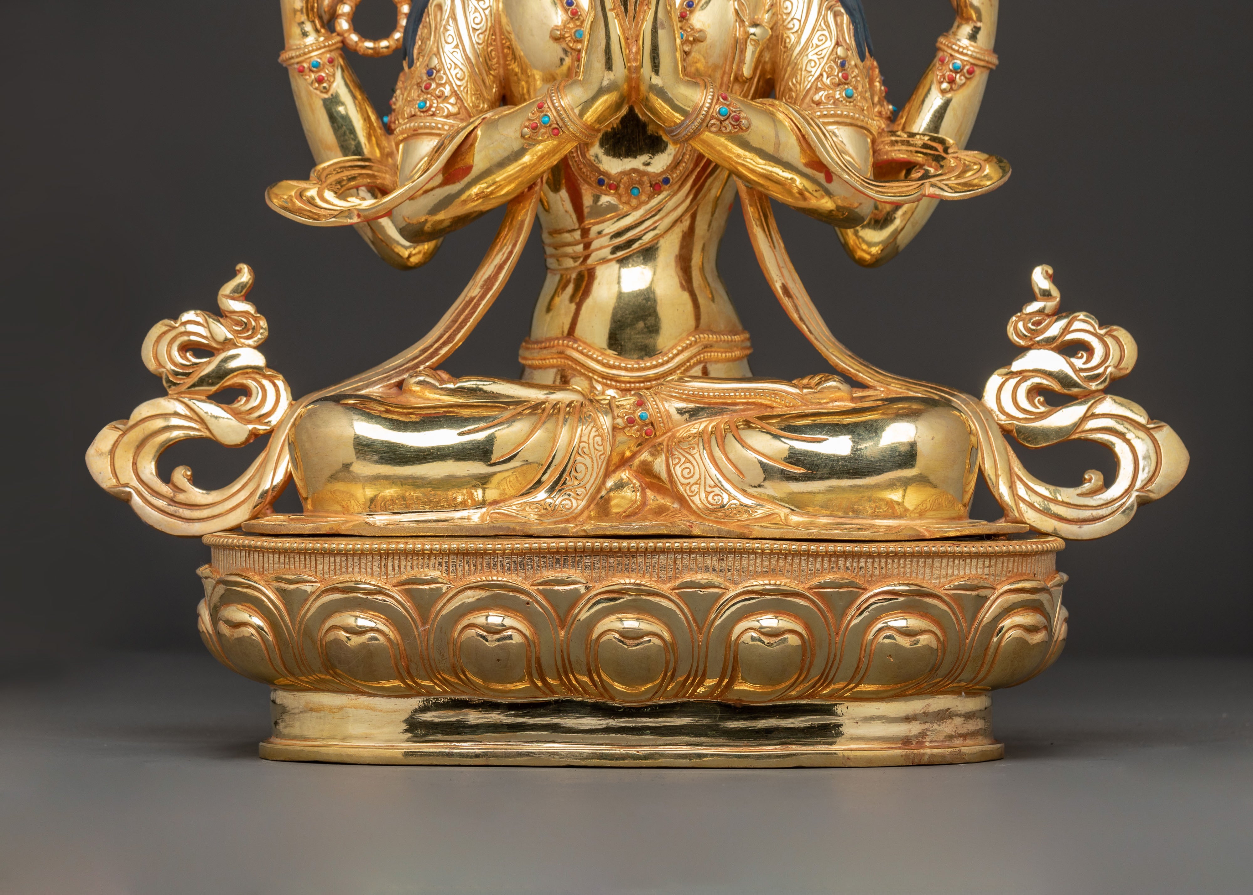 Golden Avalokiteshvara Statue: Bodhisattva of Compassion